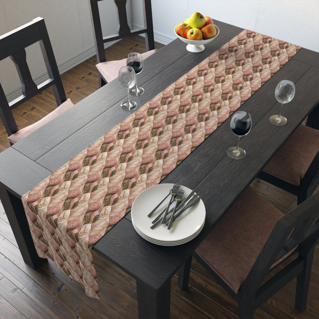 Braided Neutral Table Runner - Rustic Beige Cotton-Poly Dining Accent Dinner