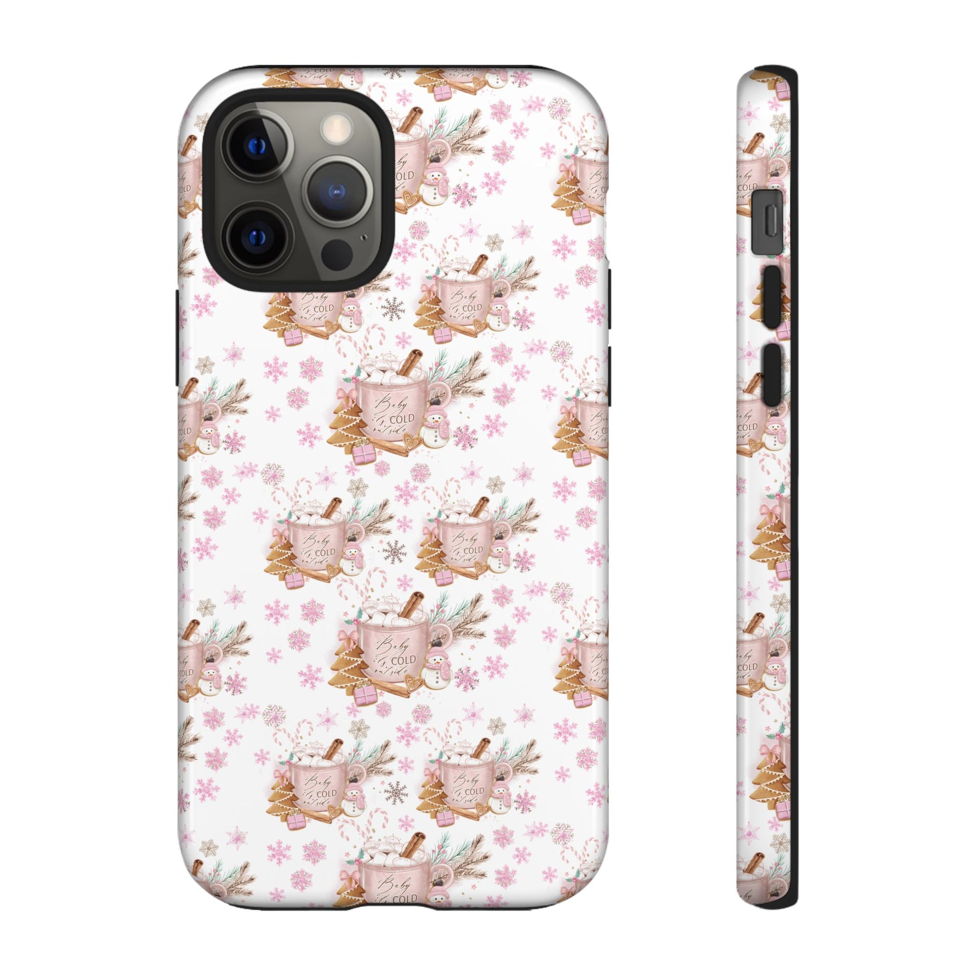 Baby it's Cold Outside Pink and White Phone Case Unique Holiday Protection for Your Device | Stylish & Durable Cover Gift for Her Phone 15, Samsung iPhone Samsung Accessory Gift for Her