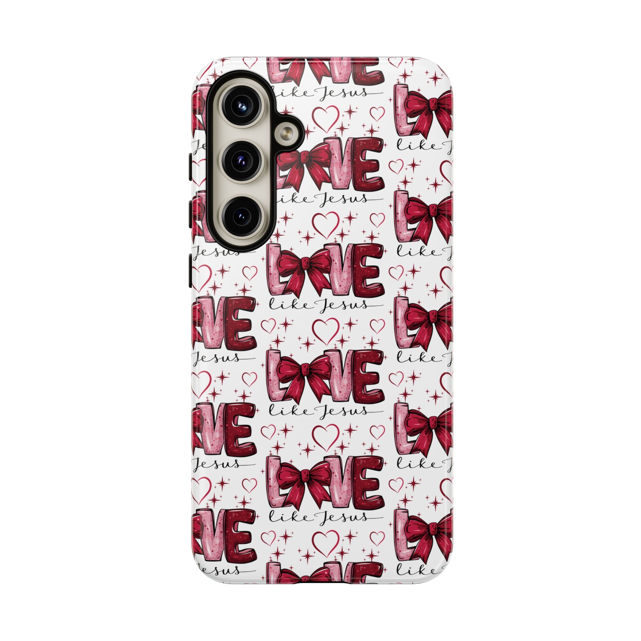 Love Like Jesus Red Bows and Hearts—Tough, Faithful Phone Cases & Religious iPhone Accessories: Protect Your Device & Show Your Faith