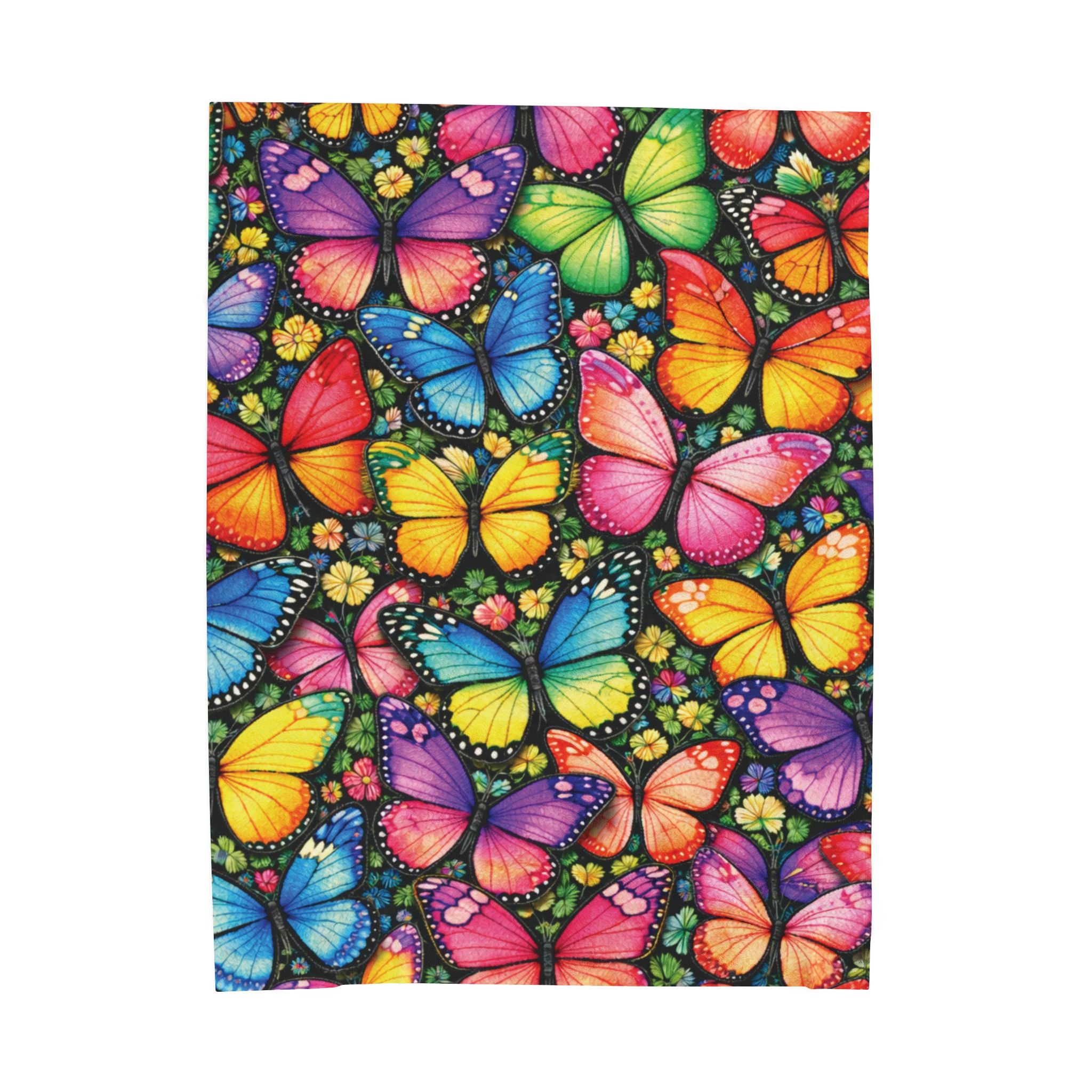 Bright Beautiful Butterflies Velveteen Plush Blanket Cozy Perfect Gift