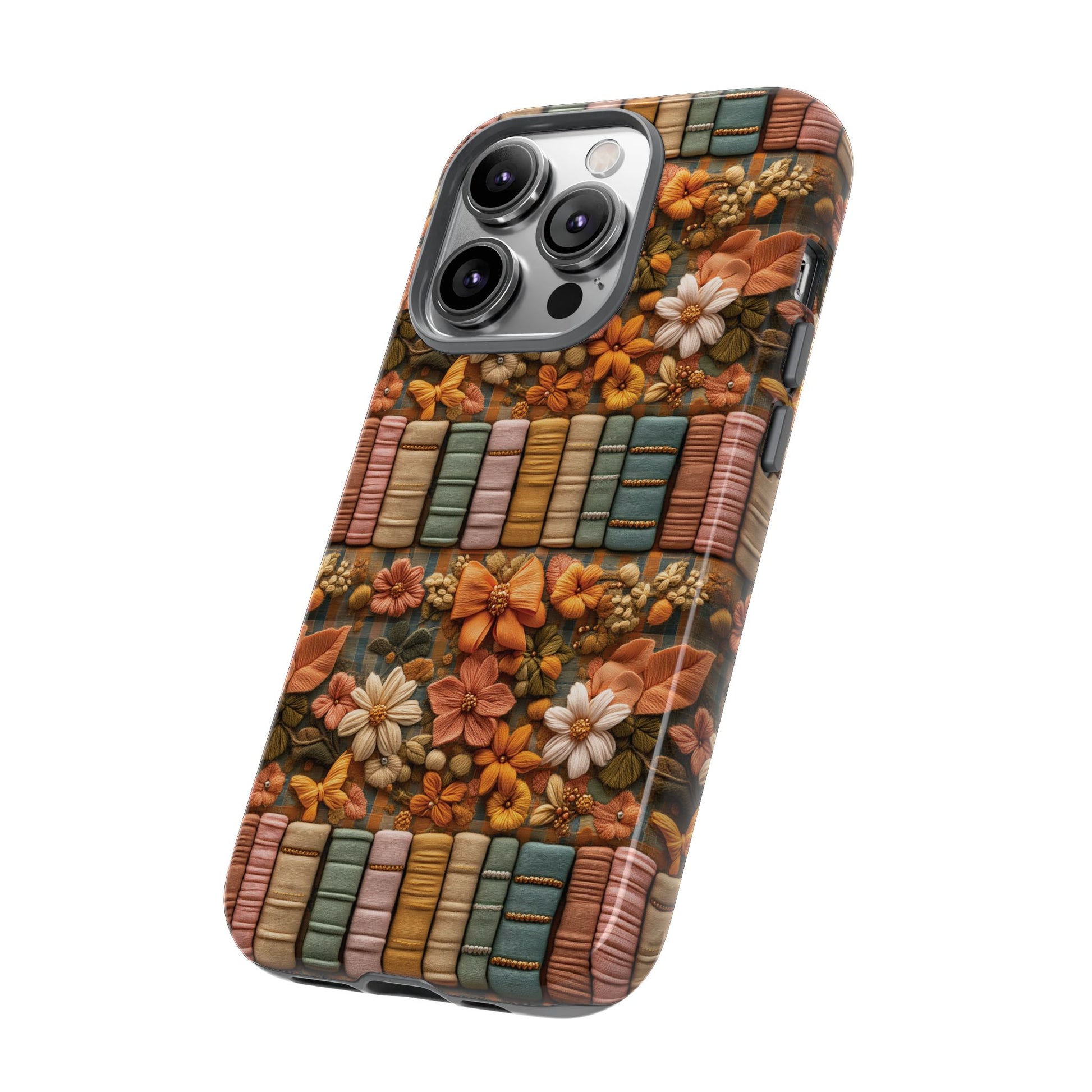 3D Illusion Boho Floral and Books Phone Case Gift for Her Phone 15, Samsung iPhone Samsung Gift for Her Case iPhone 15, Samsung iPhone Samsung Accessory Gift for Her
