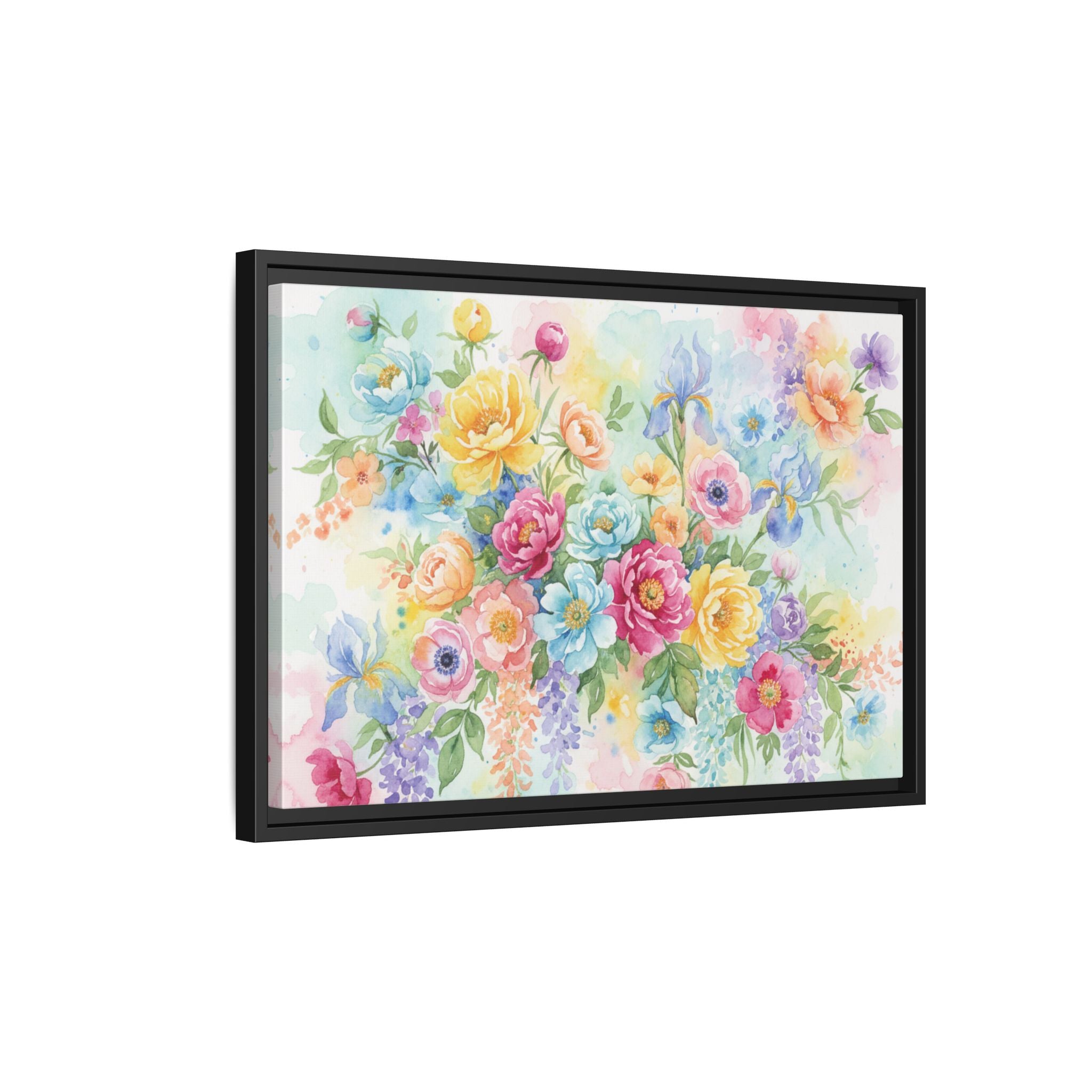 Toile Bouquet Floral Aquarelle, Art Mural Mat Encadré | Art Mural Multicolore