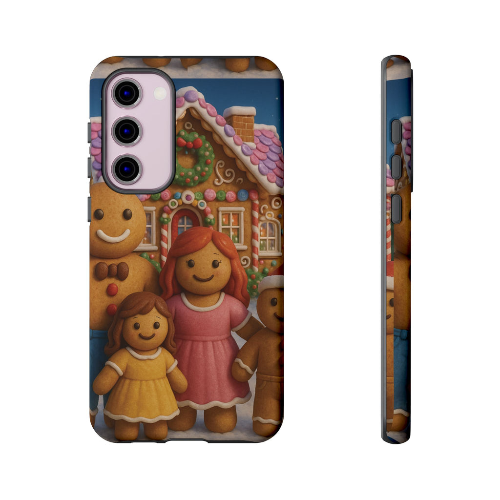 Coque de téléphone esthétique Famille en Pain d'Épices – Design d'inspiration vintage sur le thème de Noël – Étui stylé pour modèles iPhone et Samsung Galaxy