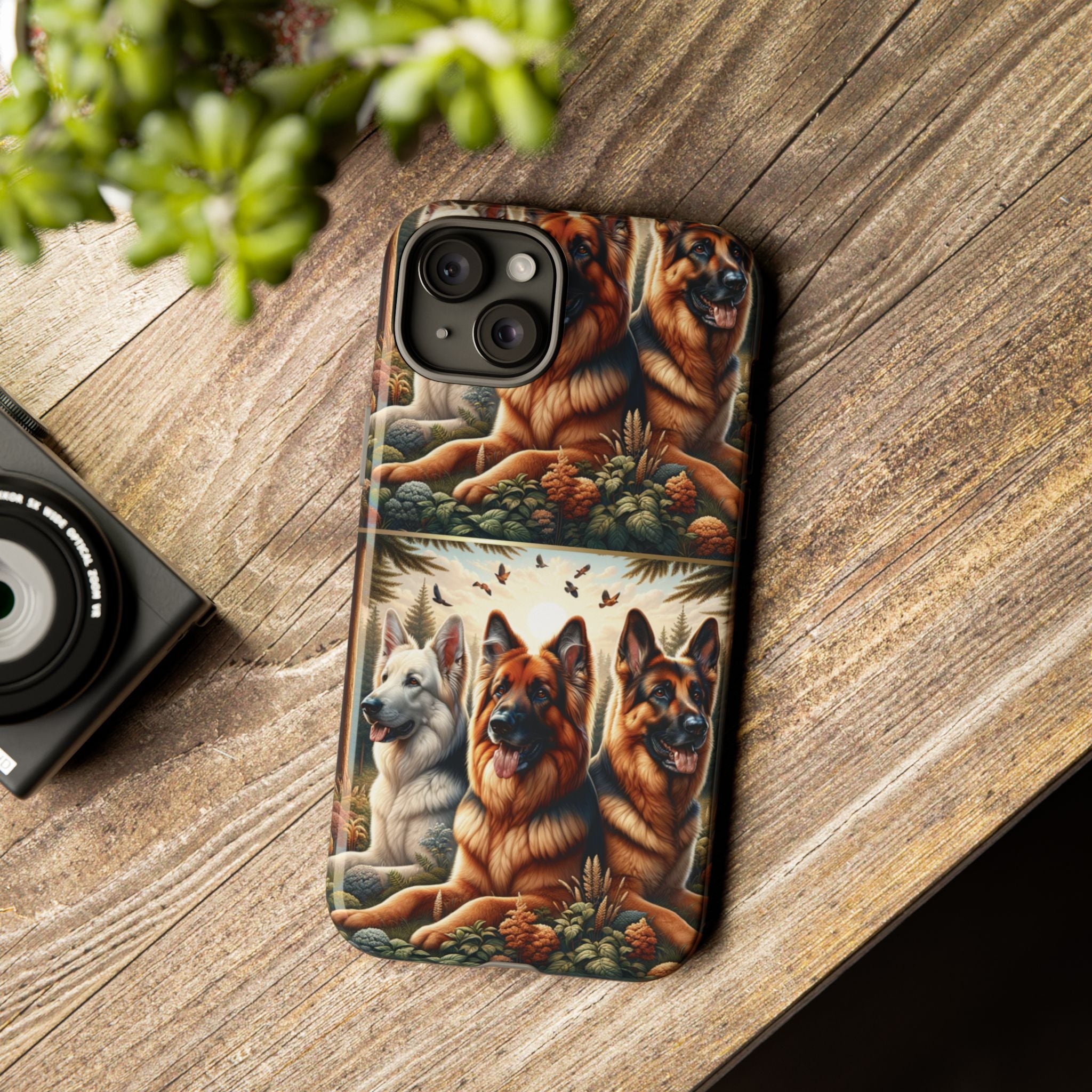 German Shepherd Phone Tough Case Floral Elegant Durable Dog Lover Devices iPhone 15, Samsung iPhone Samsung Accessory Gift for Her
