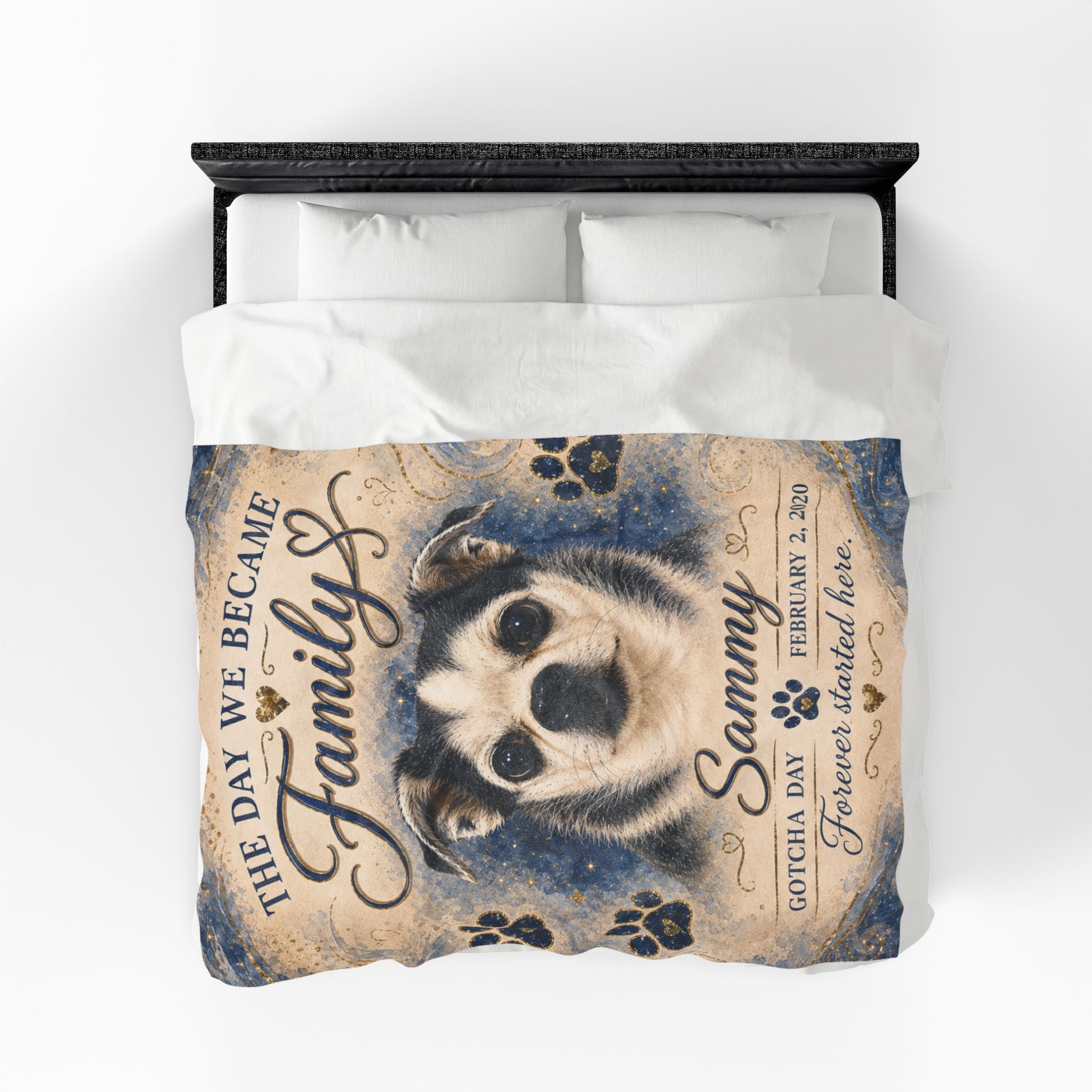 The Day We Became Family Pet Portrait Blanket | Custom Name & Date Velveteen