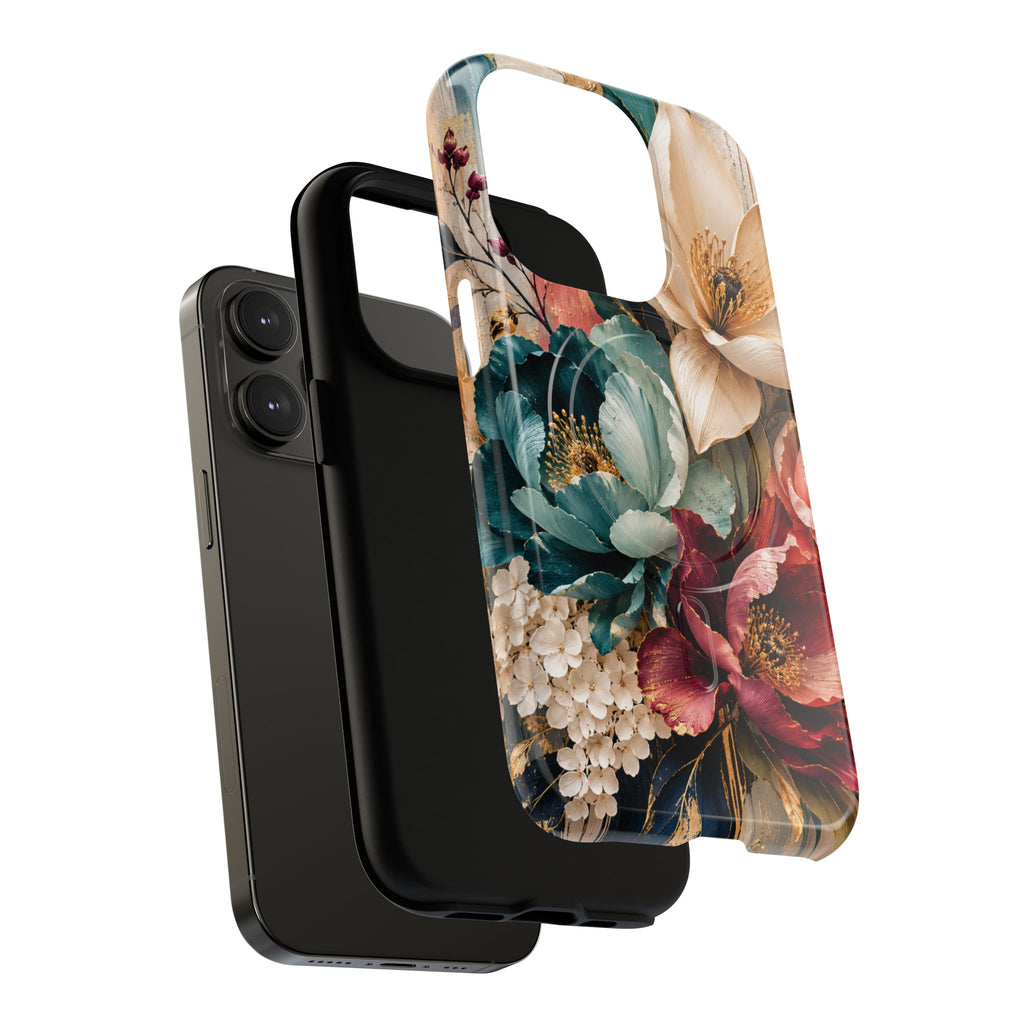 Vintage Floral Bouquet phone case Tough Magnetic Case Velvet Bloom Floral Art iPhone Case  Botanical Protective Case Samsung Modern Garden