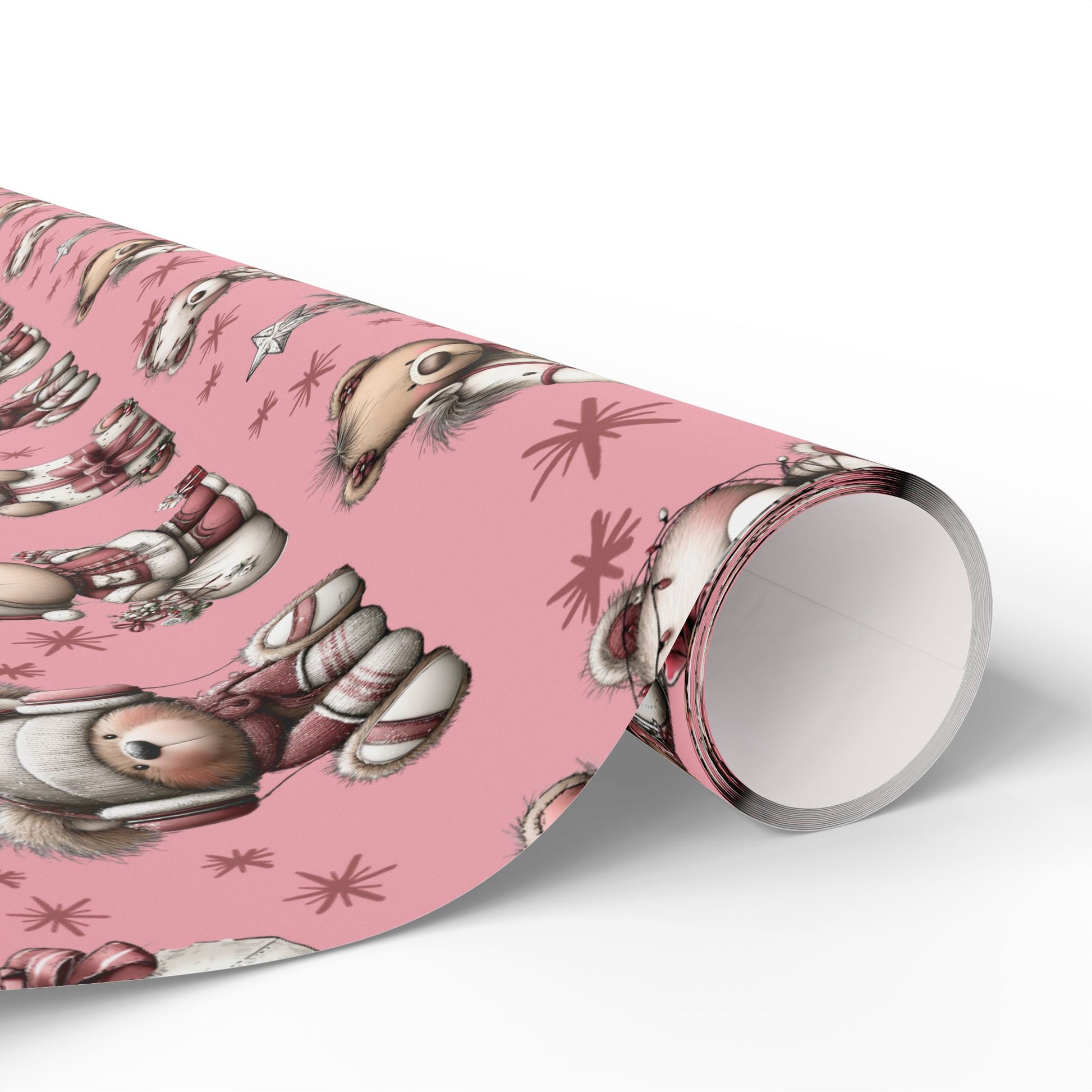 Whimsical Pink Teddy Bear Wrapping Paper Cute Holiday Gift Wrap for Sweet  Cozy Presents