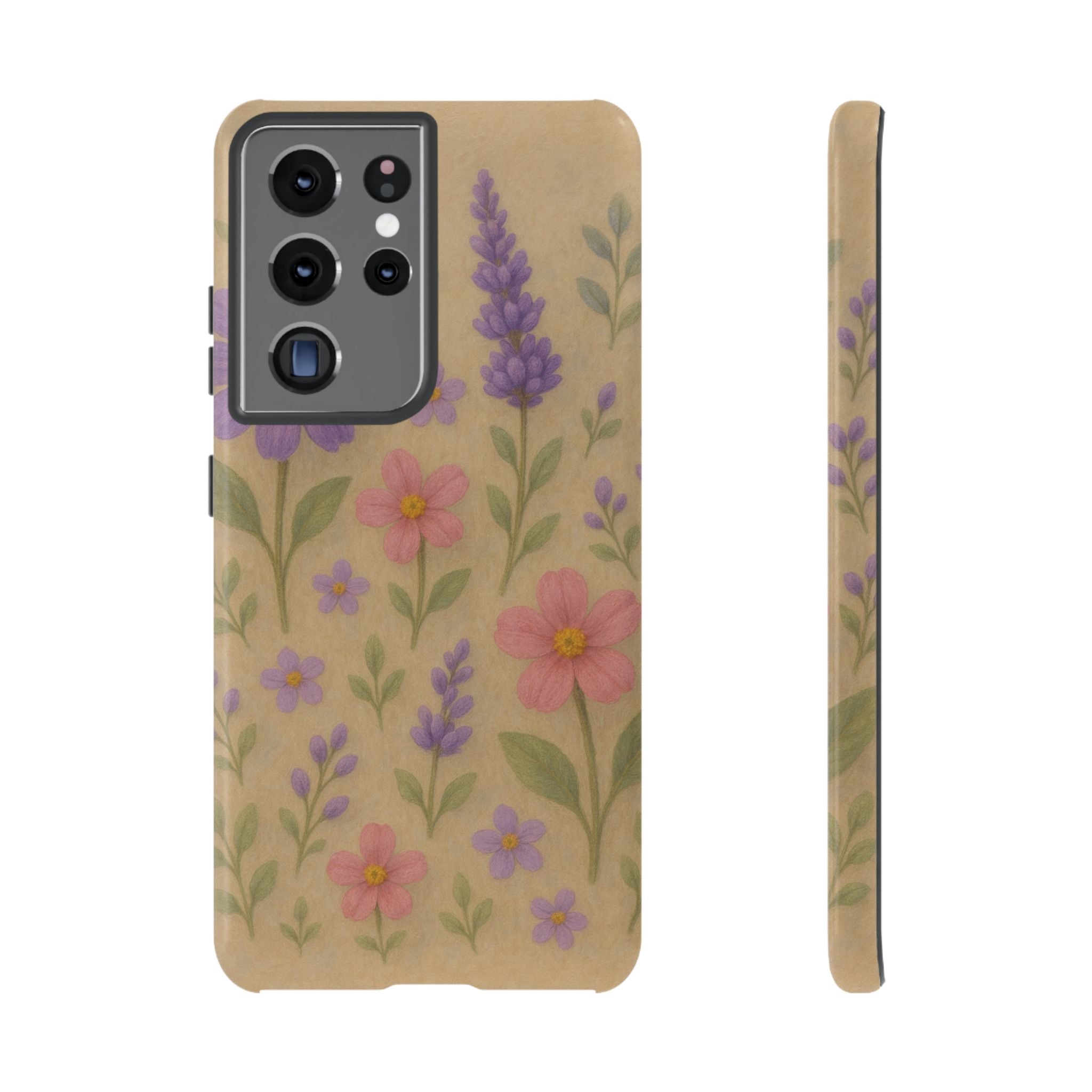 3D Illusion Wildflower Phone Case Cute Pastel Floral Design in Lavender, Pink, Mint Green – Aesthetic Protective Case for iPhone and  Android