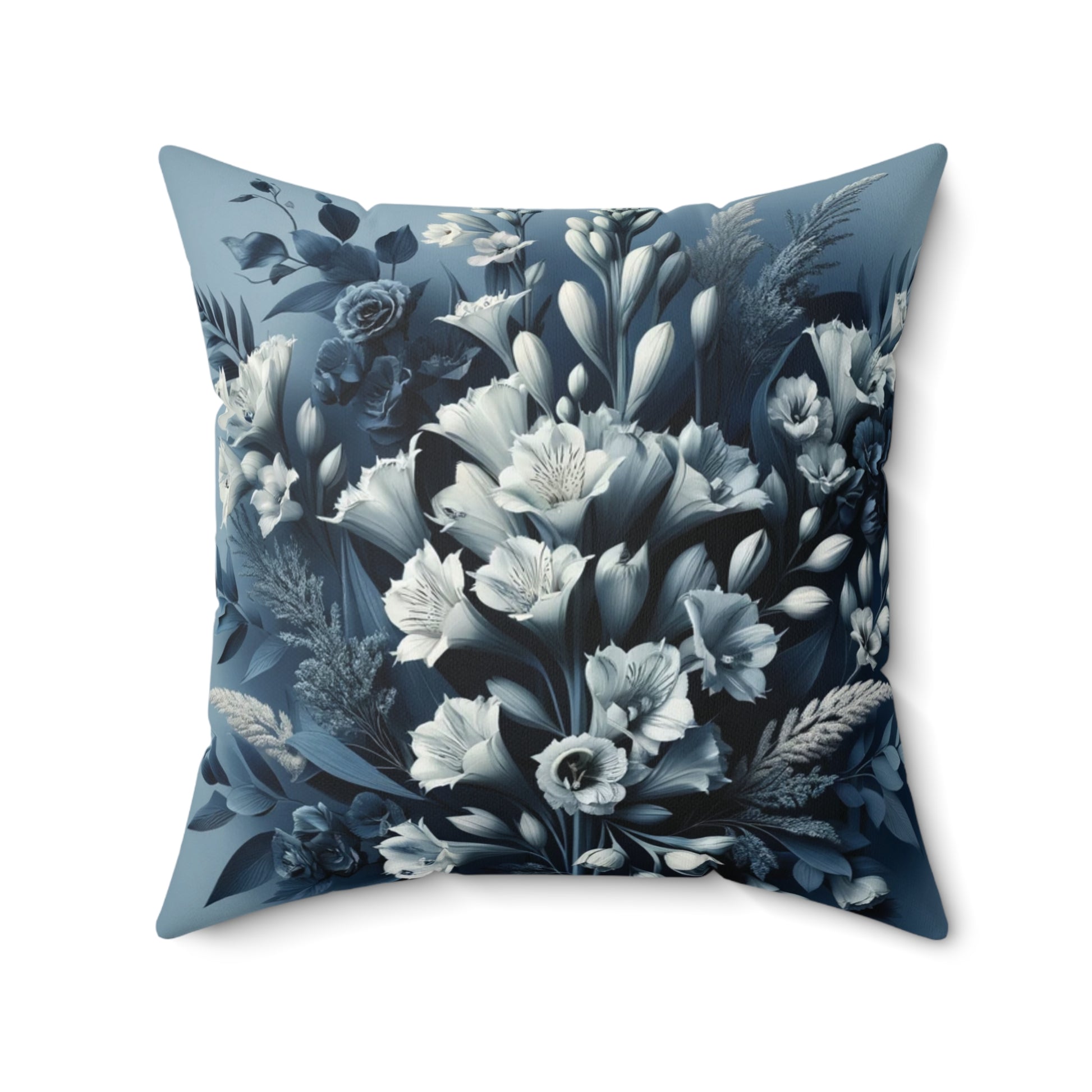 Navy 3D Floral Illusion Pillow Cover: Luxurious Square Cushion Case for Elegant Home Living Room Decor Enhancement Decor Comfort for Living Room, Bedroom or Housewarming Gift New House, Bridal Shower Gift.