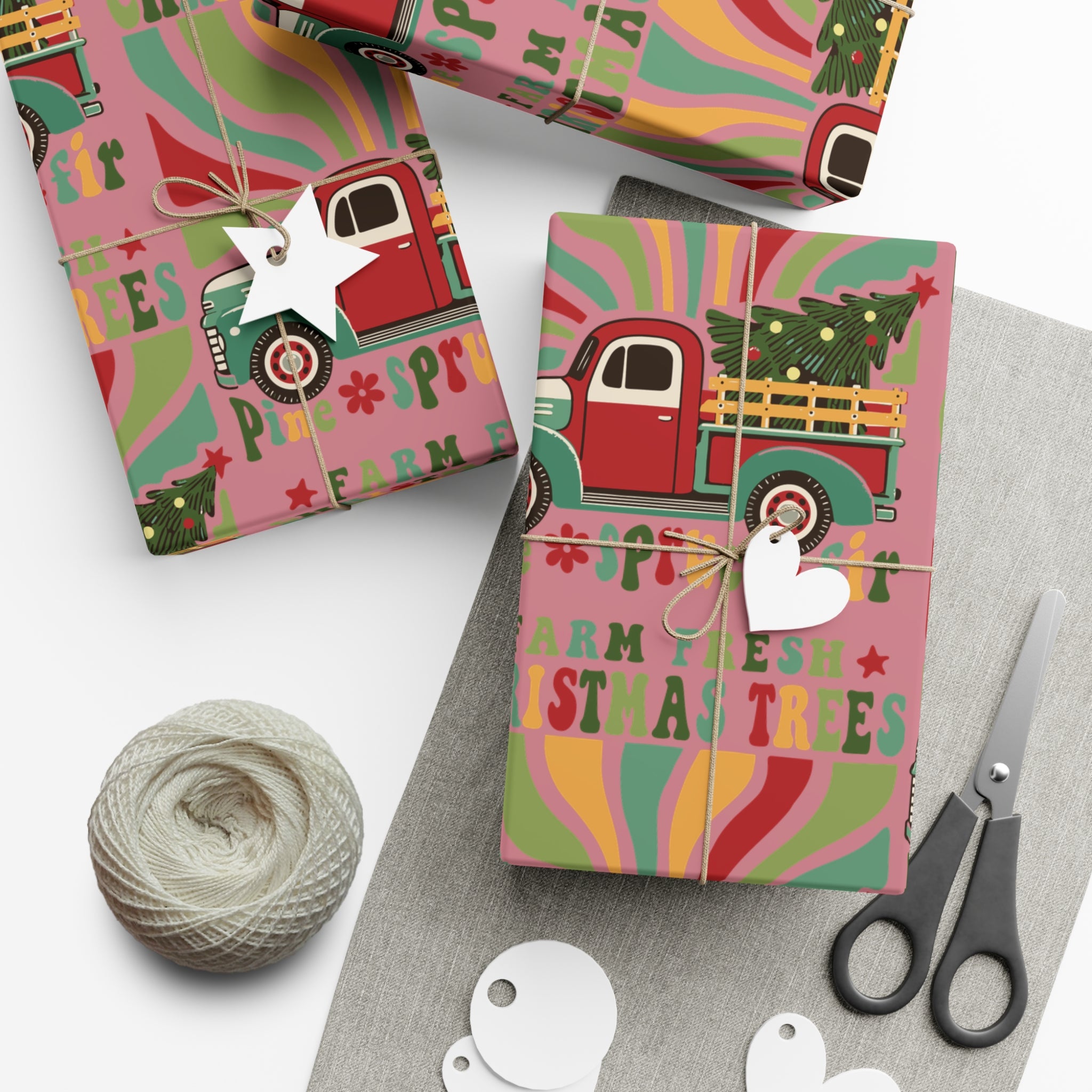 Christmas Retro Boho Pickup Wrapping Paper Holiday Gift Wrap with Perfect for Christmas Presents, Crafting, Holiday Decor Premium Quality Perfect for Gift - MRSBYVALLE