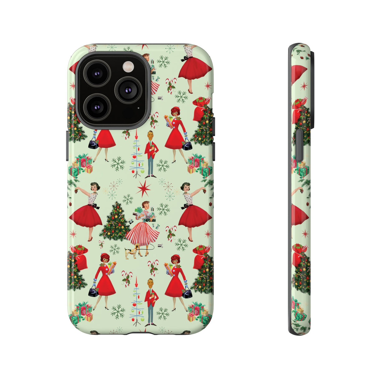 1950s Vintage Phone Case - Retro Christmas Design | Unique Holiday Protection for Your Device | Stylish & Durable Cover Gift for Her Phone 15, Samsung iPhone Samsung Accessory Gift for Her
