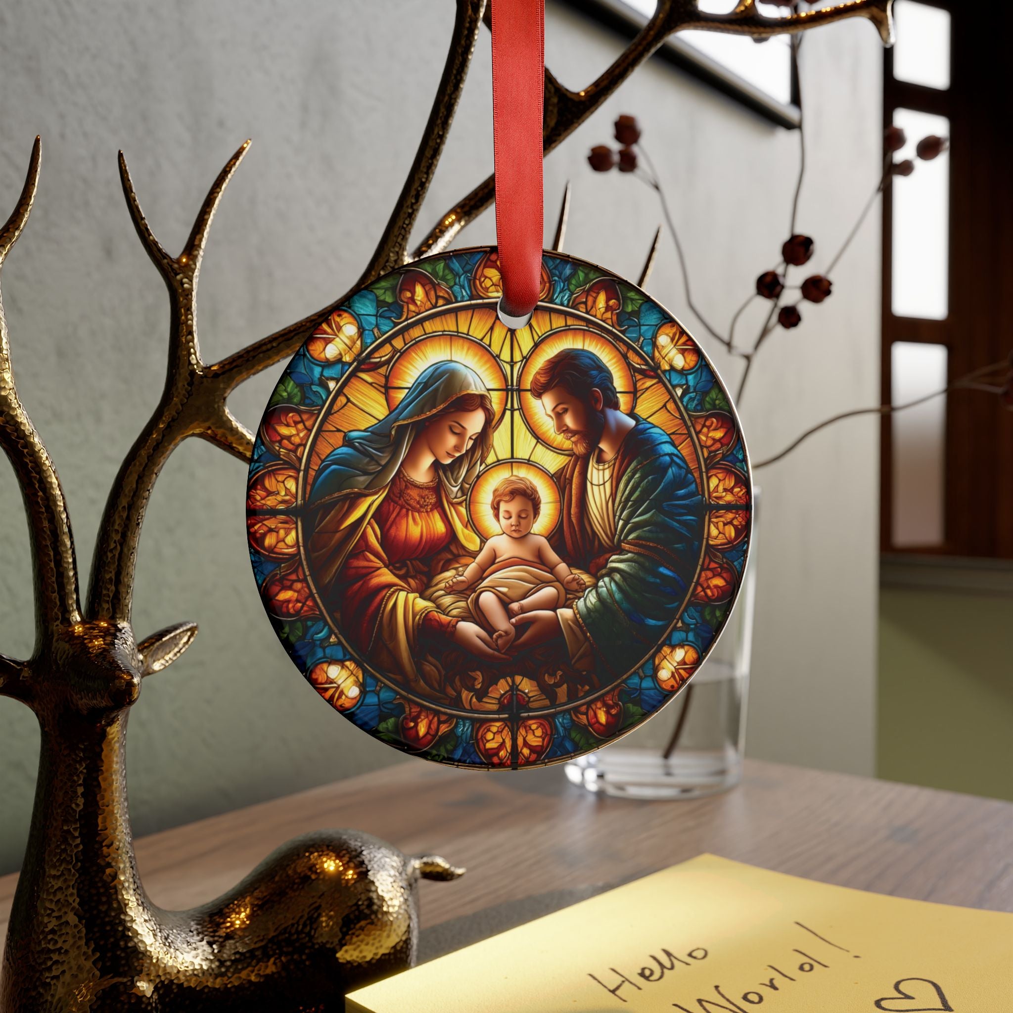 3D-Stained Glass Illusion Holy Family Nativity Acrylic Ornament Realistic Religious Christmas Decor, Beautiful Nativity Scene, Perfect for Tree Decoration and Holiday Gifts - MRSBYVALLE