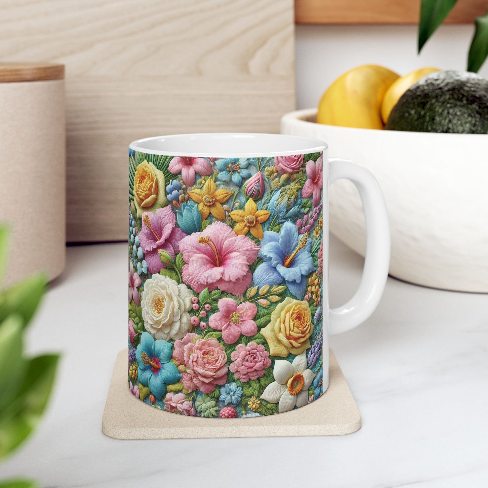 Pastel Floral Ceramic Mug – Elevate Your Sip with Spiritual Style, Available in 11oz & 15oz, Ideal for Coffee, Tea, or Hot Chocolate Moments That Inspire Gift for Mom - MRSBYVALLE