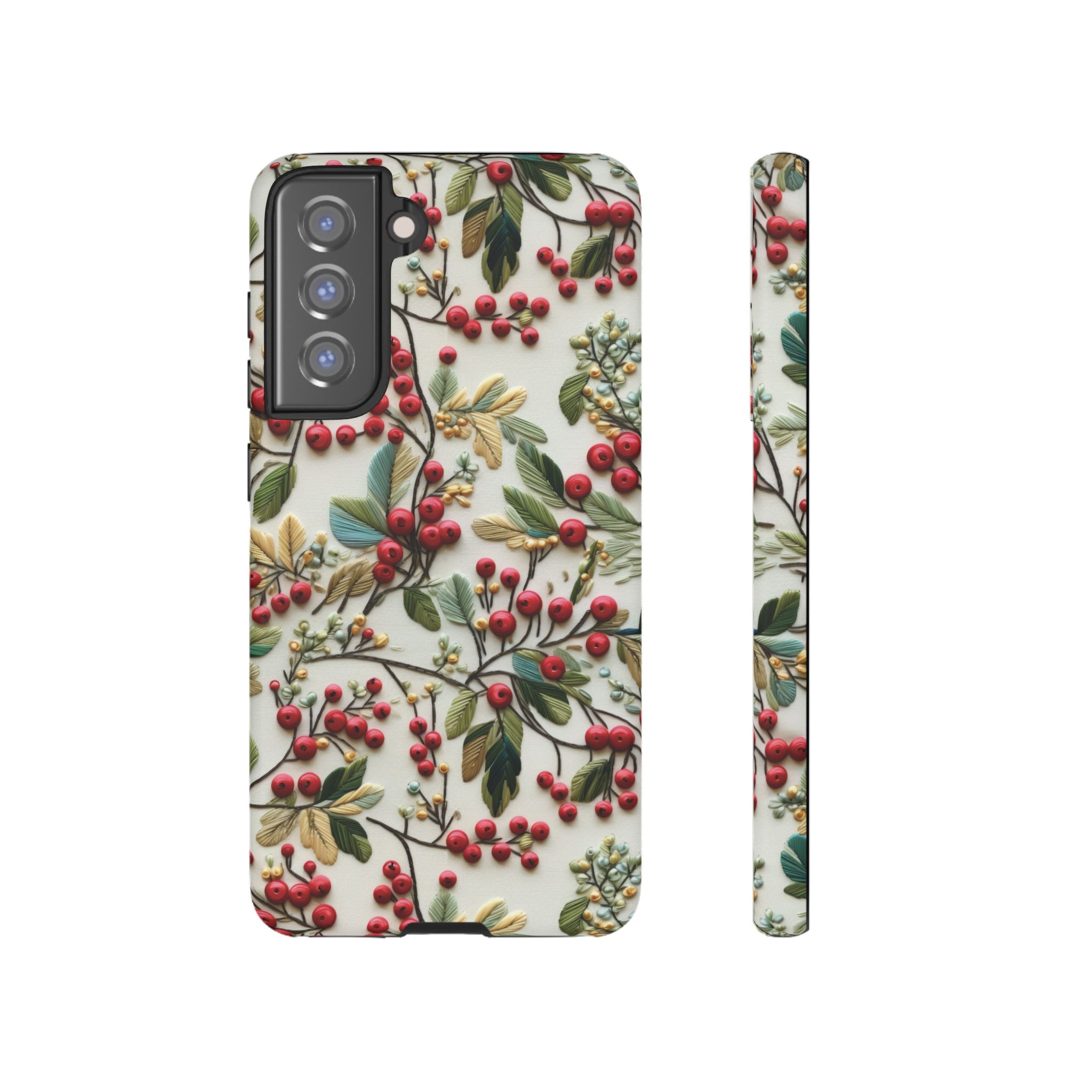 Holly Christmas Wildflowers Boho Chic Design Phone Case - Stylish, Protective Cover for All Models Gift for Mom Accessory Gift for Her