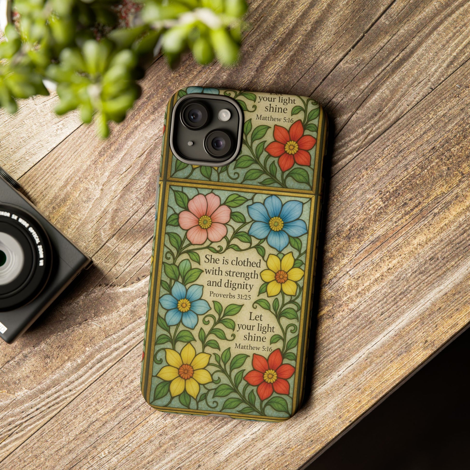 Pastel Floral Stained Glass Bible Verse Phone Case Christian Affirmation, Soft Faith Design, iPhone Samsung Google, Inspirational Gift for HerGift for Christians