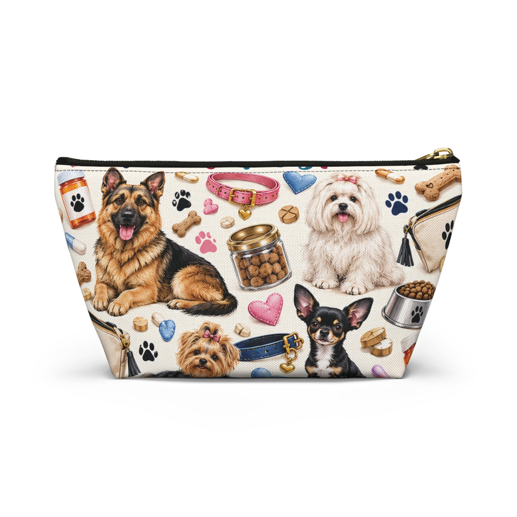 Paws for Pills Accessory Pouch — Dog Medicine & Treats T-Bottom Makeup Bag