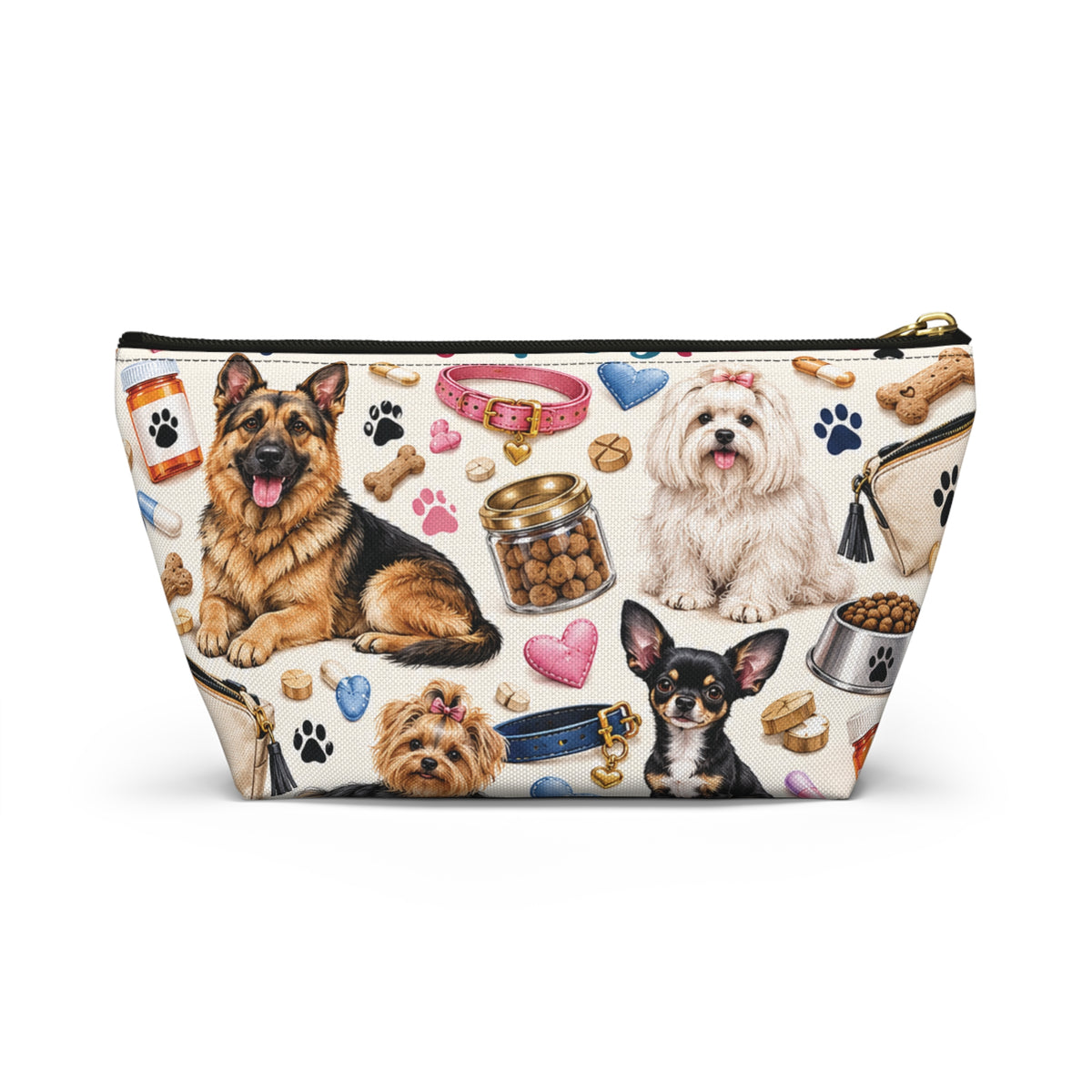 Paws for Pills Accessory Pouch — Dog Medicine & Treats T-Bottom Makeup Bag