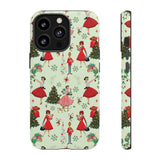 1950s Vintage Phone Case - Retro Christmas Design | Unique Holiday Protection for Your Device | Stylish & Durable Cover Gift for Her Phone 15, Samsung iPhone Samsung Accessory Gift for Her