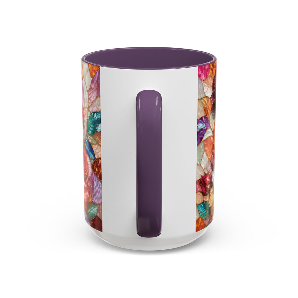 Floral Stained-Glass Accent Coffee Mug Colorful Rose Pattern (11/15 oz) Gift for Her