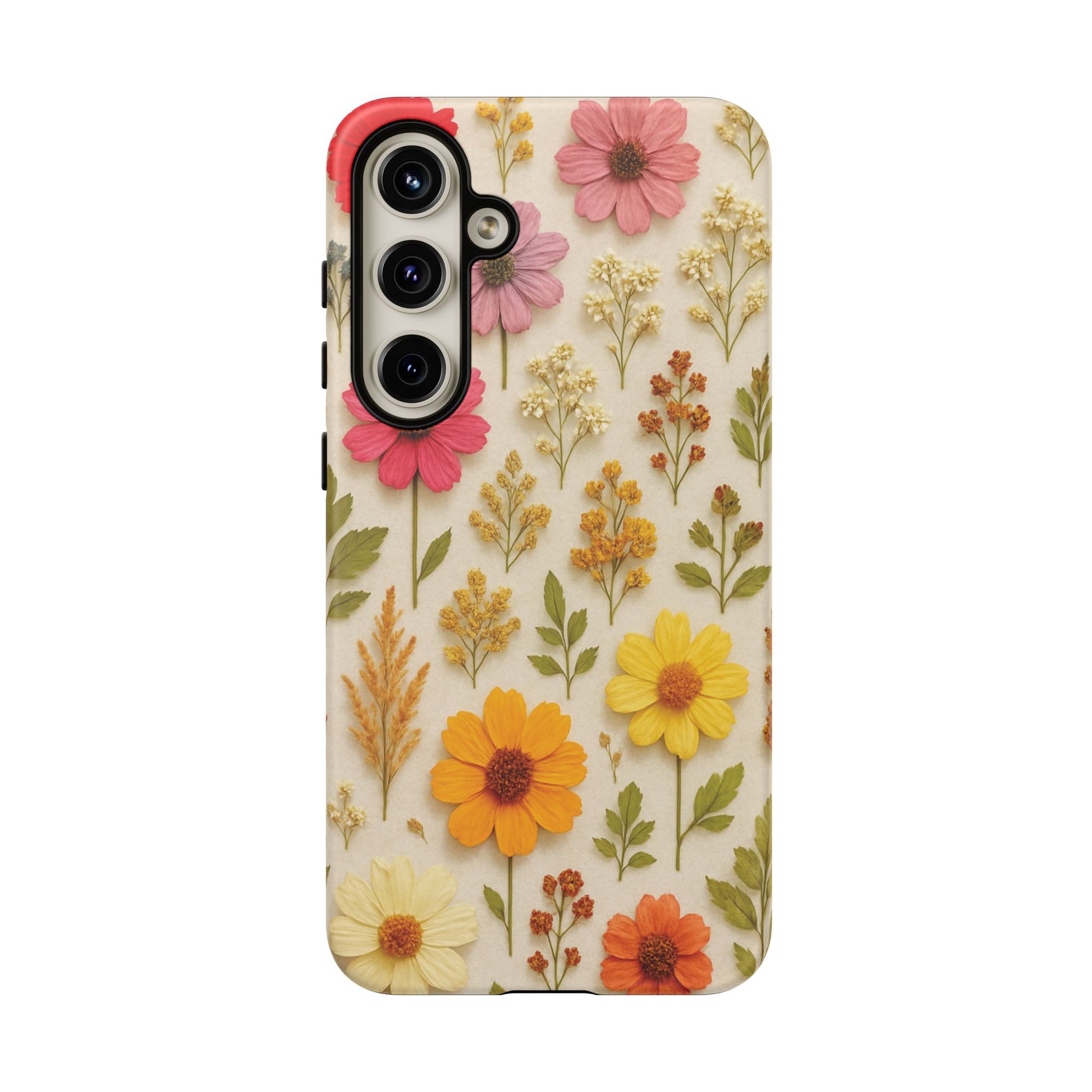 Dried Flowers Illusion Phone Case – Realistic Botanical Aesthetic, Colorful Pressed Floral Art, Trendy Nature-Inspired Protective Cover  iPhone & Samsung Models