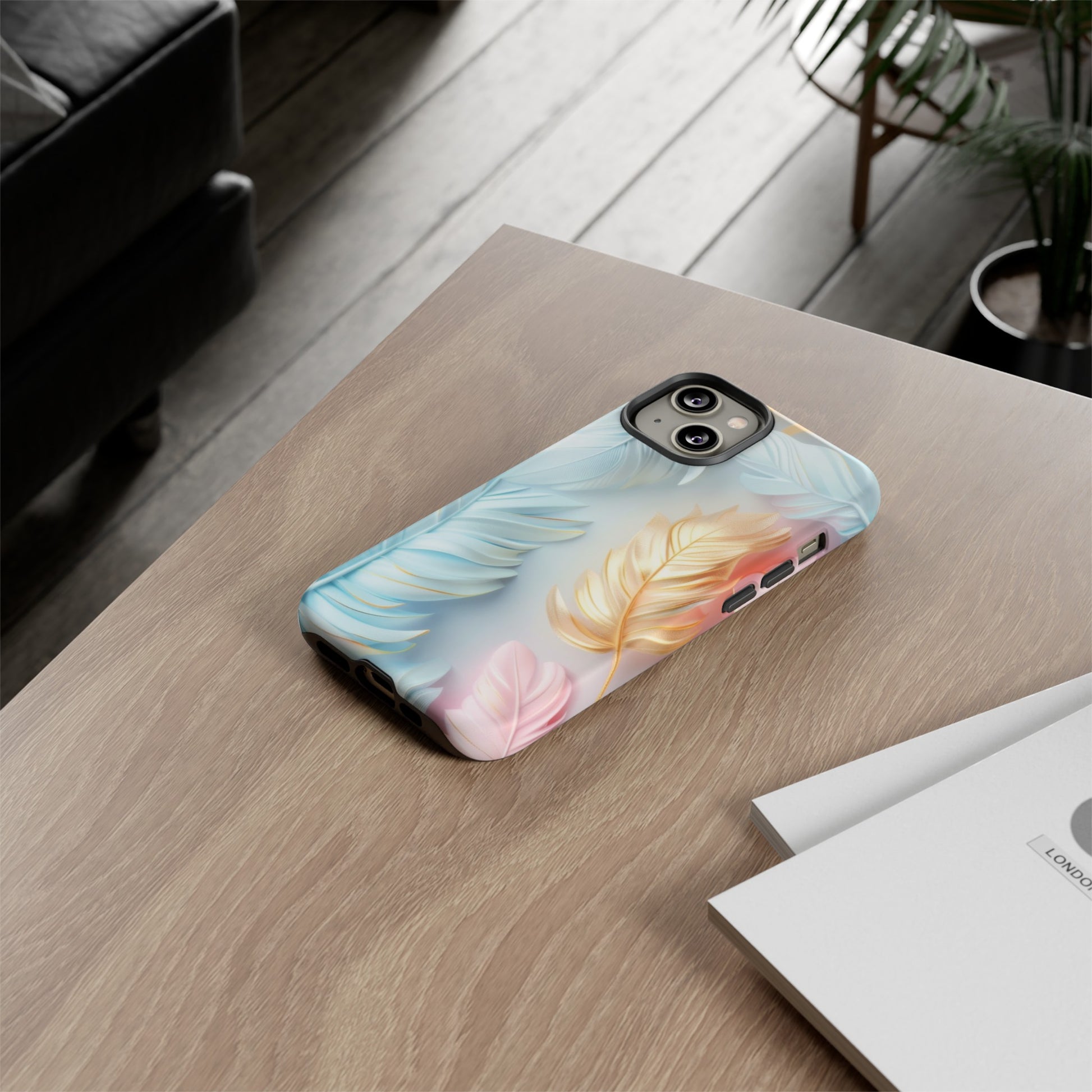 Pastel Feathers Protective Phone Case Gift for Her Phone 15, Samsung iPhone Samsung Gift for Her Case iPhone 15, Samsung iPhone Samsung Accessory Gift for Her