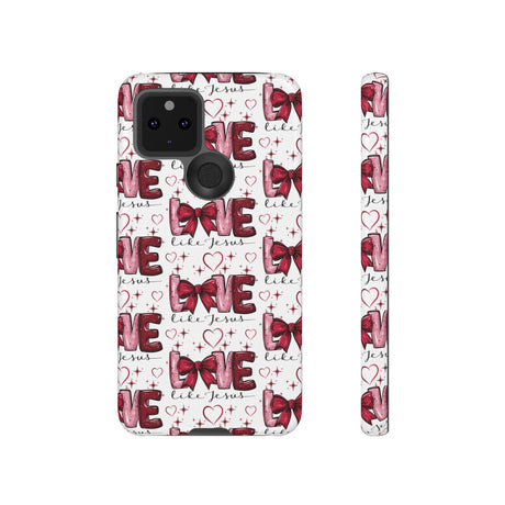 Love Like Jesus Red Bows and Hearts—Tough, Faithful Phone Cases & Religious iPhone Accessories: Protect Your Device & Show Your Faith
