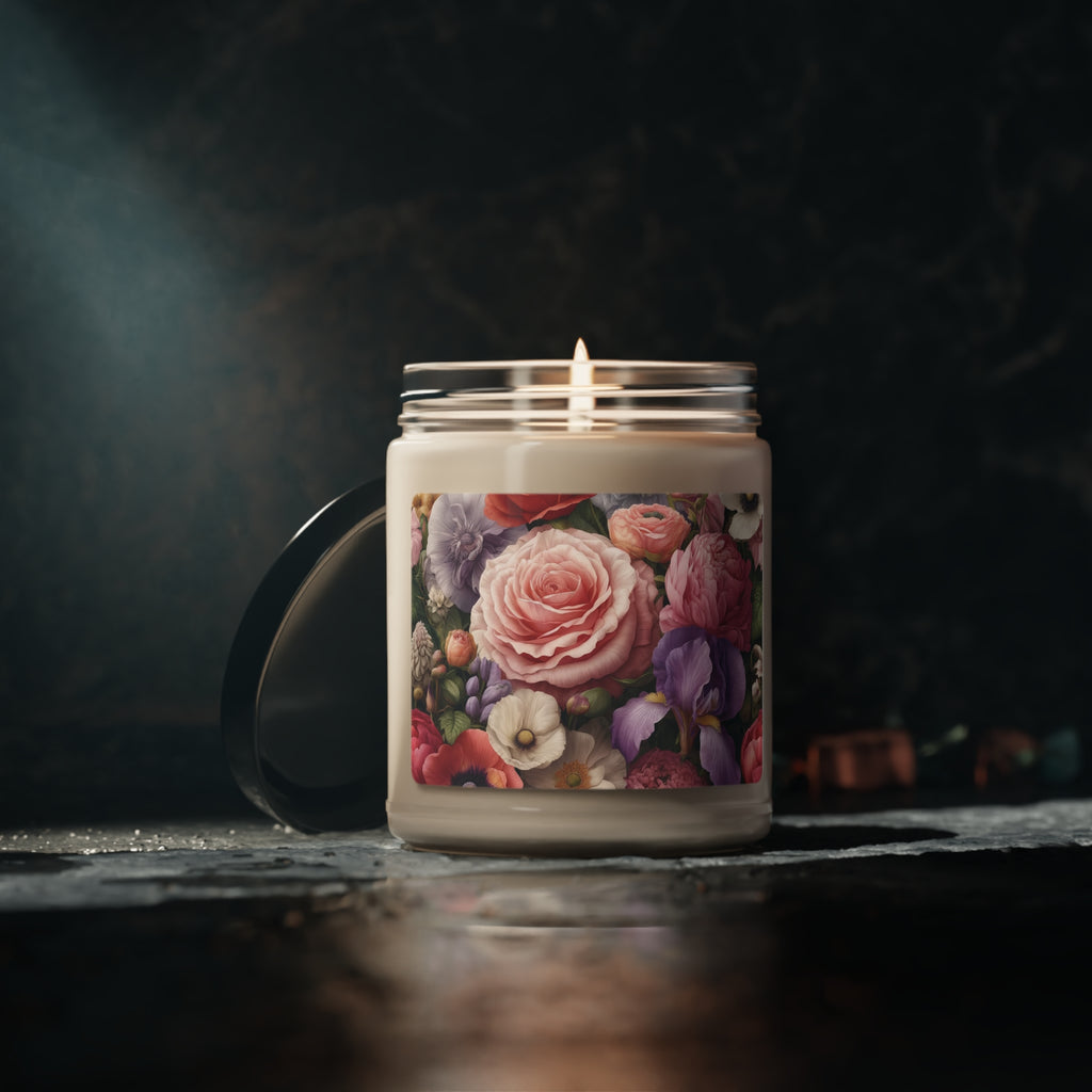 Botanical Bliss Scented 9oz Candle Rose, Peony, Sweet Pea, Poppy, and Clematis Harmony Perfect for Bedrooms, Home Offices, and Hallways Scented Soy Wedding, Bridal Shower, Mother's Day Gift Housewarming Gift.