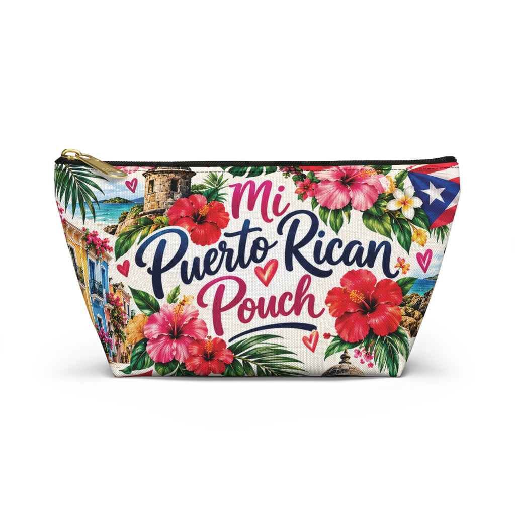 Puerto Rican Floral Accessory Pouch — "Mi Puerto Rican Pouch" Travel Makeup Bag