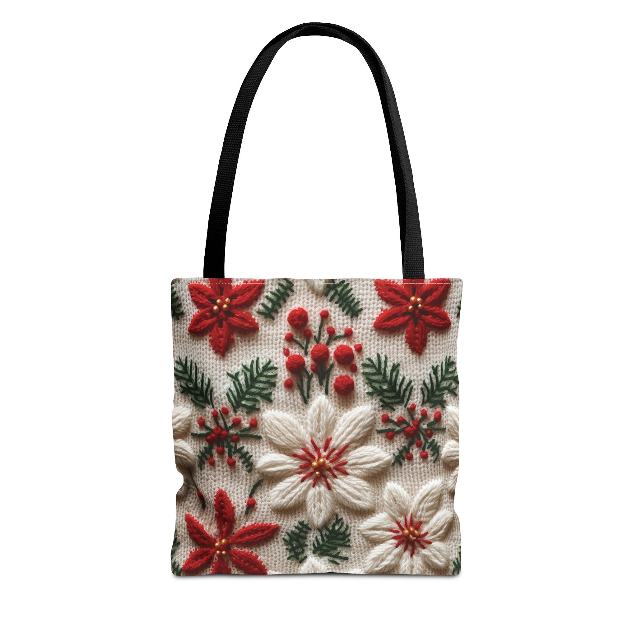 Festive Poinsettia Christmas Tote Stylish Holiday Bag for Shopping, Gifts, and Everyday Use - Durable, Reusable, and Perfect for Spreading Cheer This Holiday Season - MRSBYVALLE