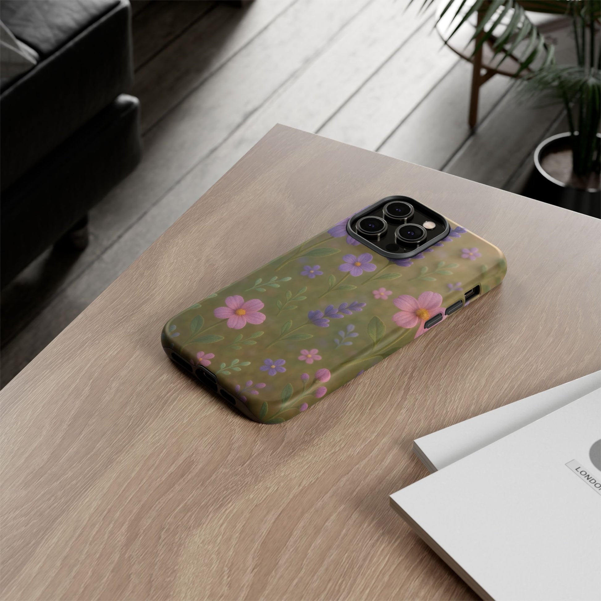 Pastel Flowers 3D Illusion Wildflower Phone Case Cute Pastel Floral Design in Lavender, Pink, Mint Green Aesthetic Protective Case for iPhone and  Android