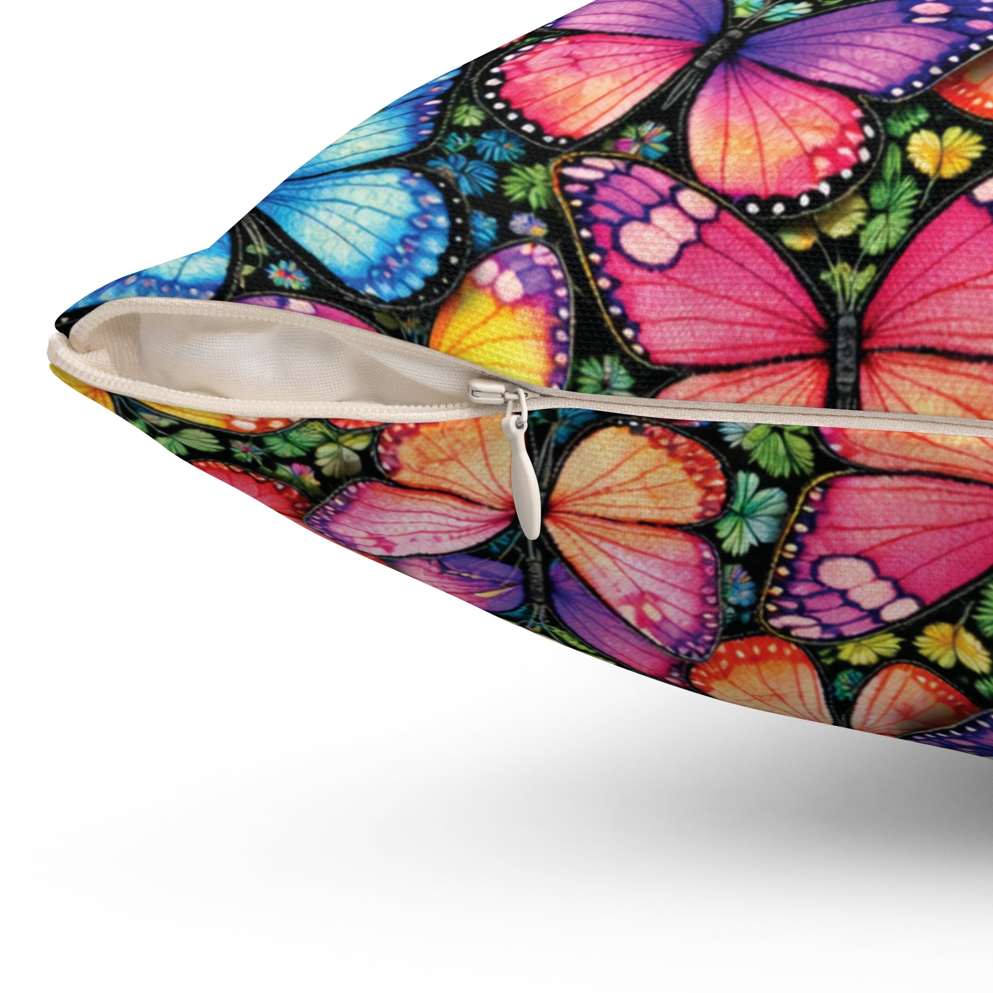 Bright Beautiful Butterflies Square Pillow Spring Office Throw