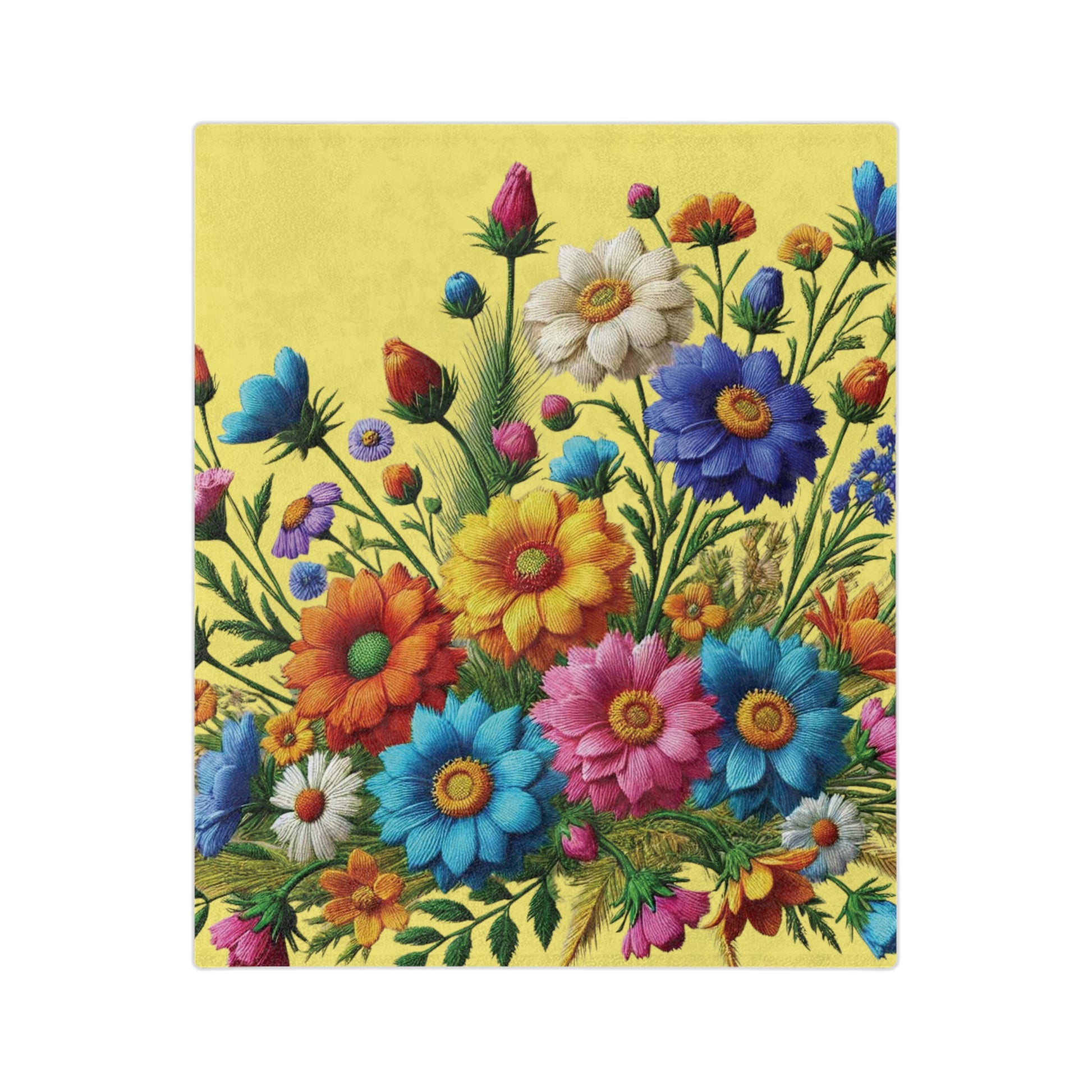 Minky Blanket Yellow Bright Floral Wildflowers Throw Ultra-Soft Minky Blanket Cozy Comfort Blanket Elegant Home Decor Plush Microfiber for Maximum Comfort Blanket, Perfect for Snuggling Decor, Cozy All-Season Warmth, Housewarming Gift Throw - MRSBYVALLE