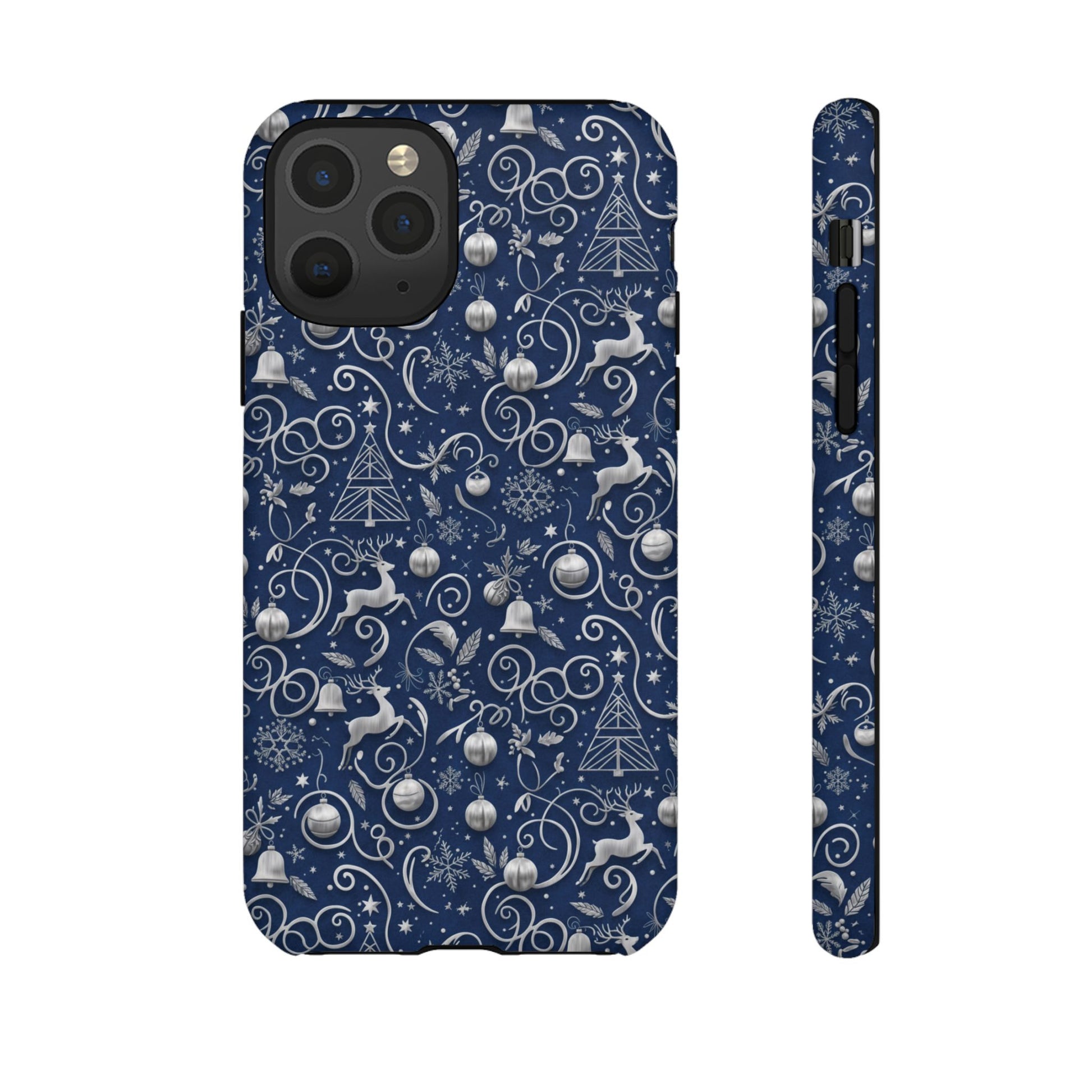 Blue & Silver Christmas Phone Case – Holiday Sparkle Design for iPhone 17, All iPhones & Galaxy | MRSBYVALLE Gift for Her