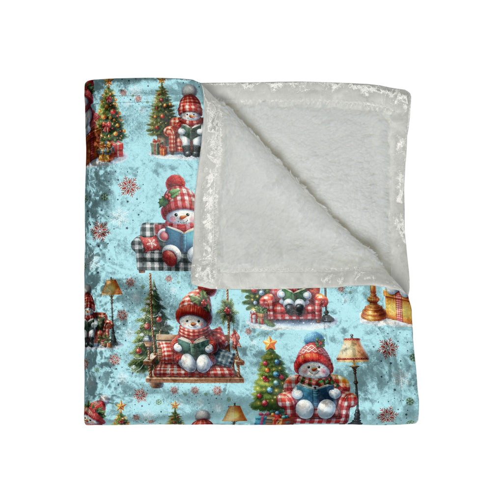Luxuriously Soft Crushed Velvet Christmas Snowman Blanket - Super Cozy & Warm Holiday Throw, Perfect for Winter Nights, Festive Décor, and Gifting - Snuggle in Style! - MRSBYVALLE