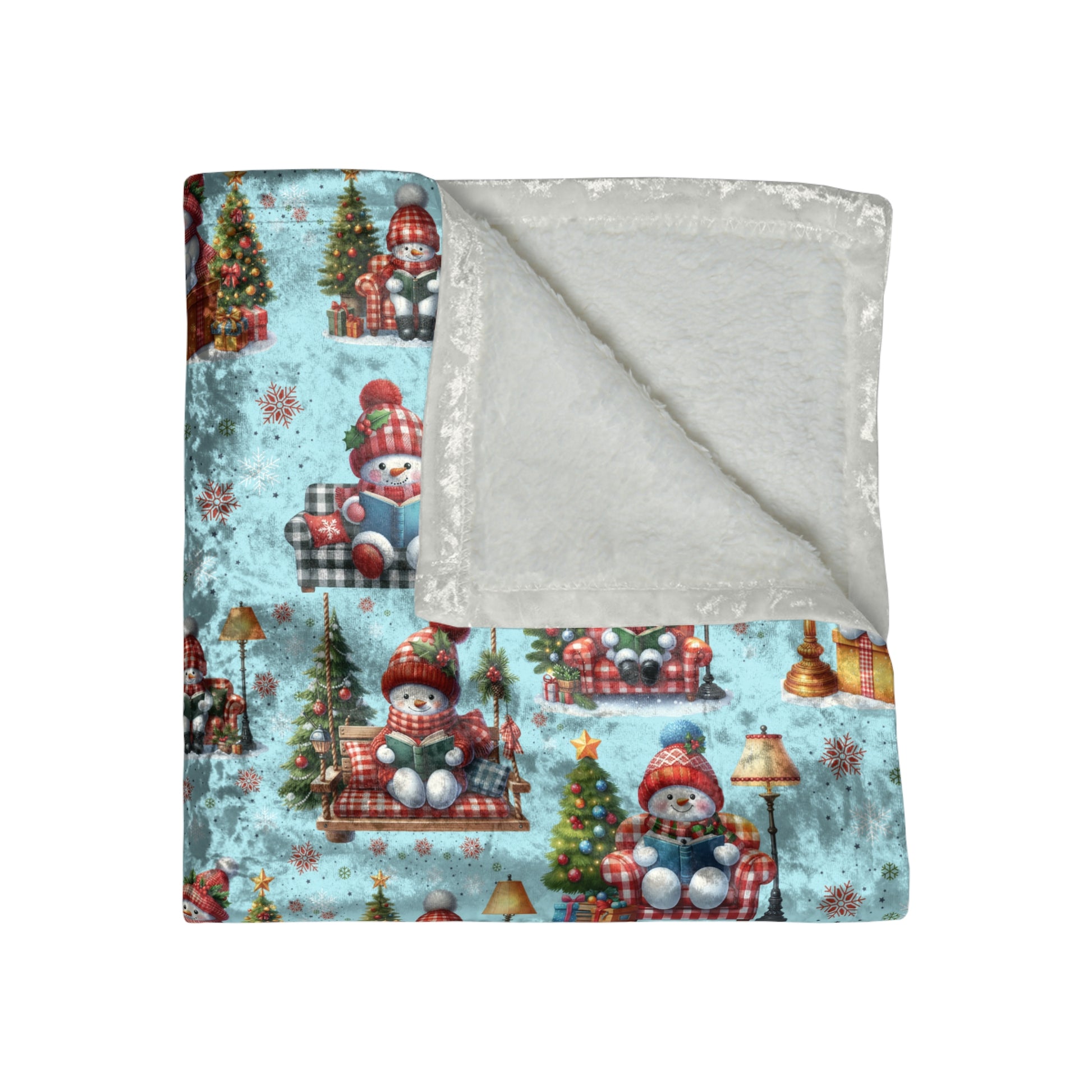 Luxuriously Soft Crushed Velvet Christmas Snowman Blanket - Super Cozy & Warm Holiday Throw, Perfect for Winter Nights, Festive Décor, and Gifting - Snuggle in Style! - MRSBYVALLE