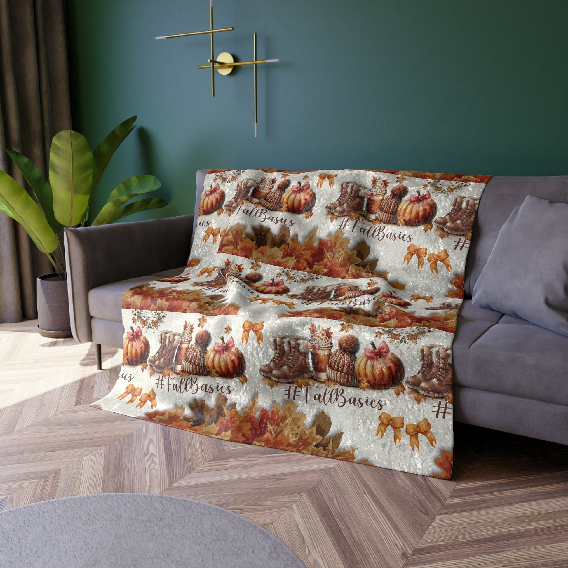 Fall Basic Crushed Velvet Blanket 50x60 Inches Cozy Autumn Vibes, Soft Plush Throw for Couch, Bed, or Gift – Perfect for Fall Nights, Hot Chocolate, & Pumpkin Spice Season Sofas - MRSBYVALLE