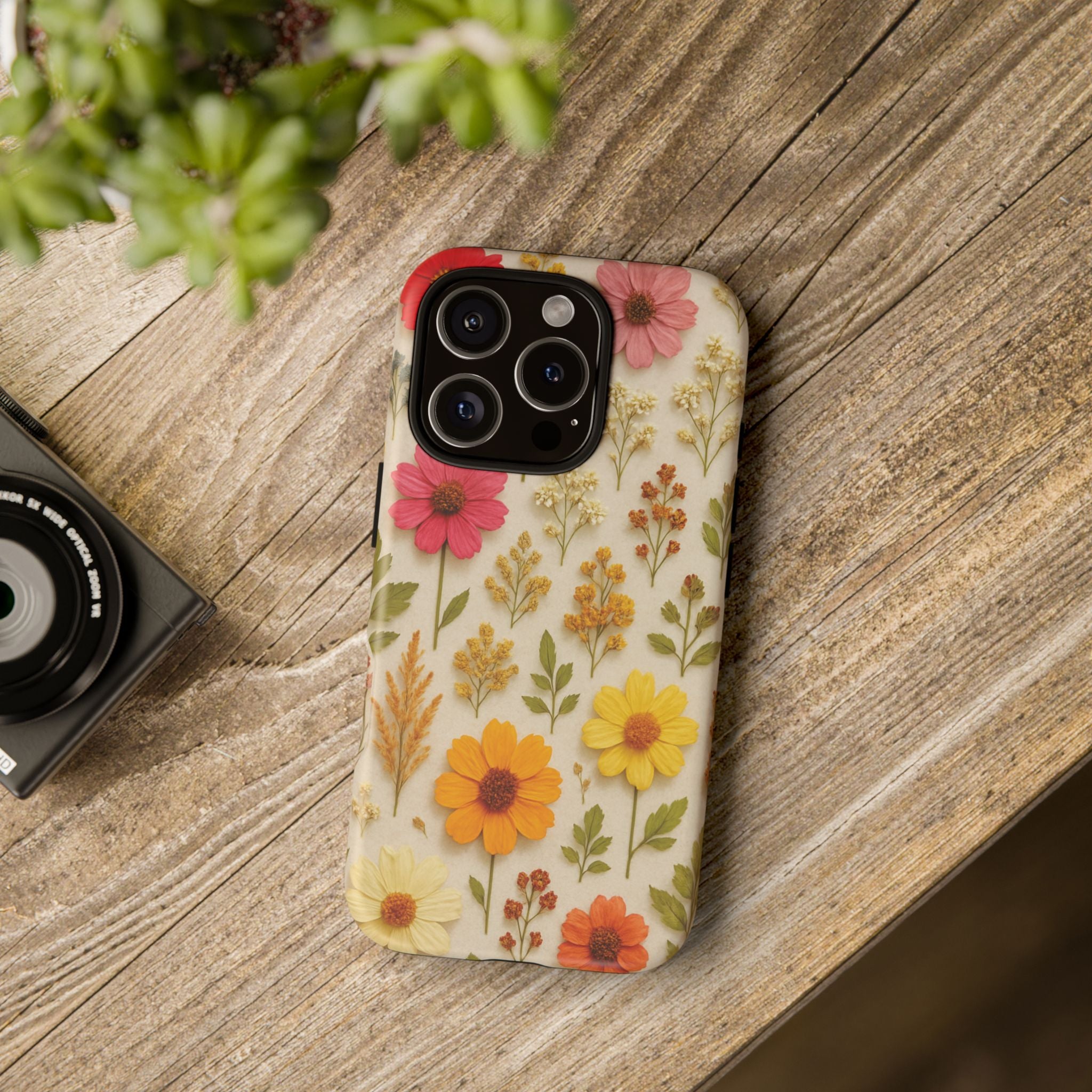 Dried Flowers Illusion Phone Case – Realistic Botanical Aesthetic, Colorful Pressed Floral Art, Trendy Nature-Inspired Protective Cover  iPhone & Samsung Models