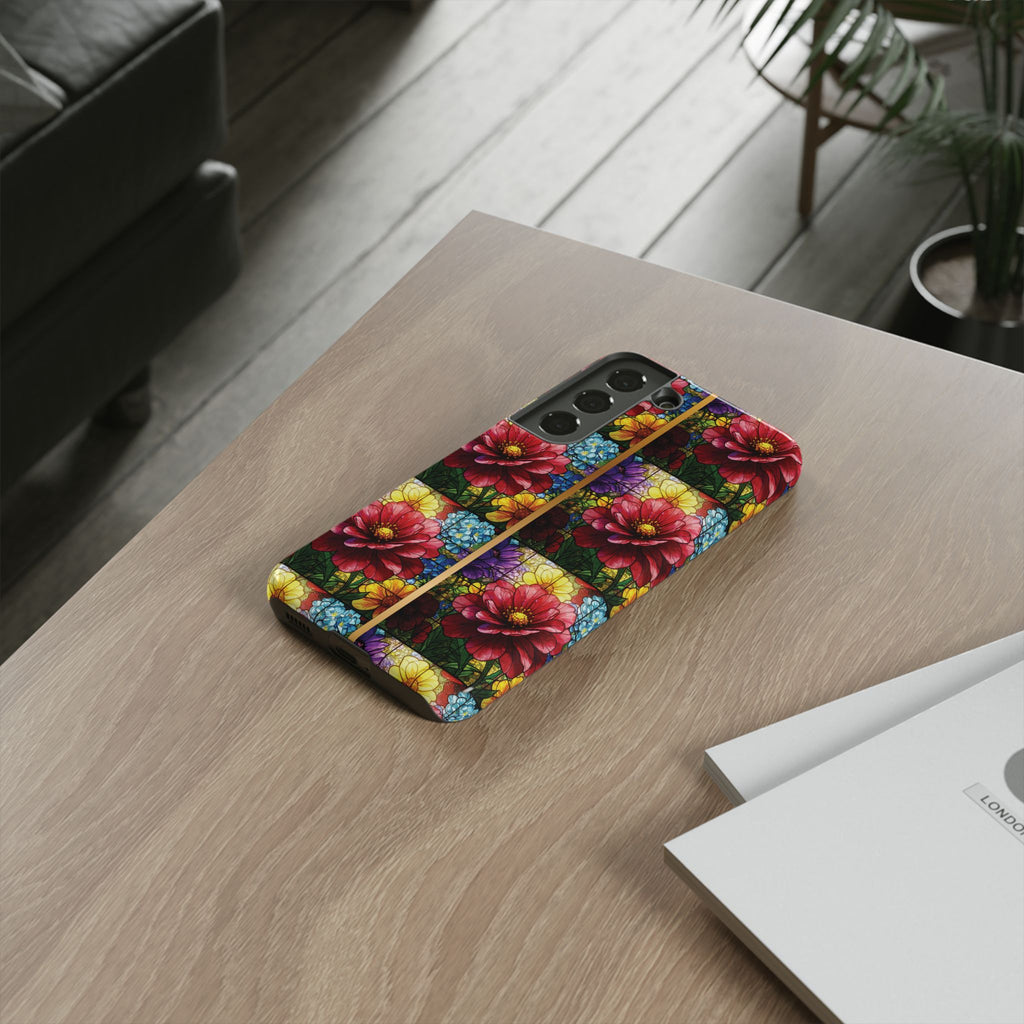 Stained Glass Illusion Floral Phone Case  3D Colorful Flower Design, Protective Christian Gift, Fits iPhone, Samsung, Google Pixel