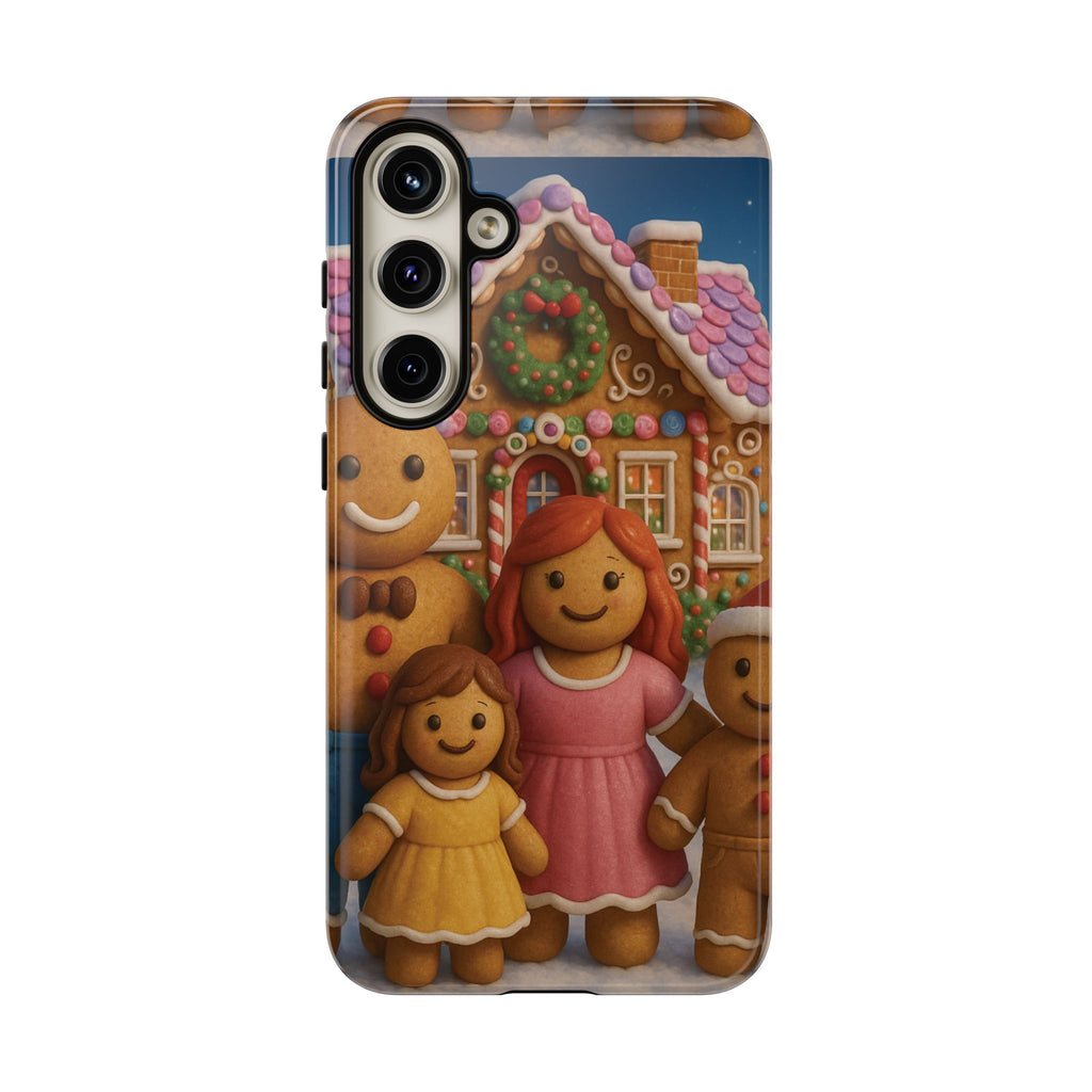 Coque de téléphone esthétique Famille en Pain d'Épices – Design d'inspiration vintage sur le thème de Noël – Étui stylé pour modèles iPhone et Samsung Galaxy