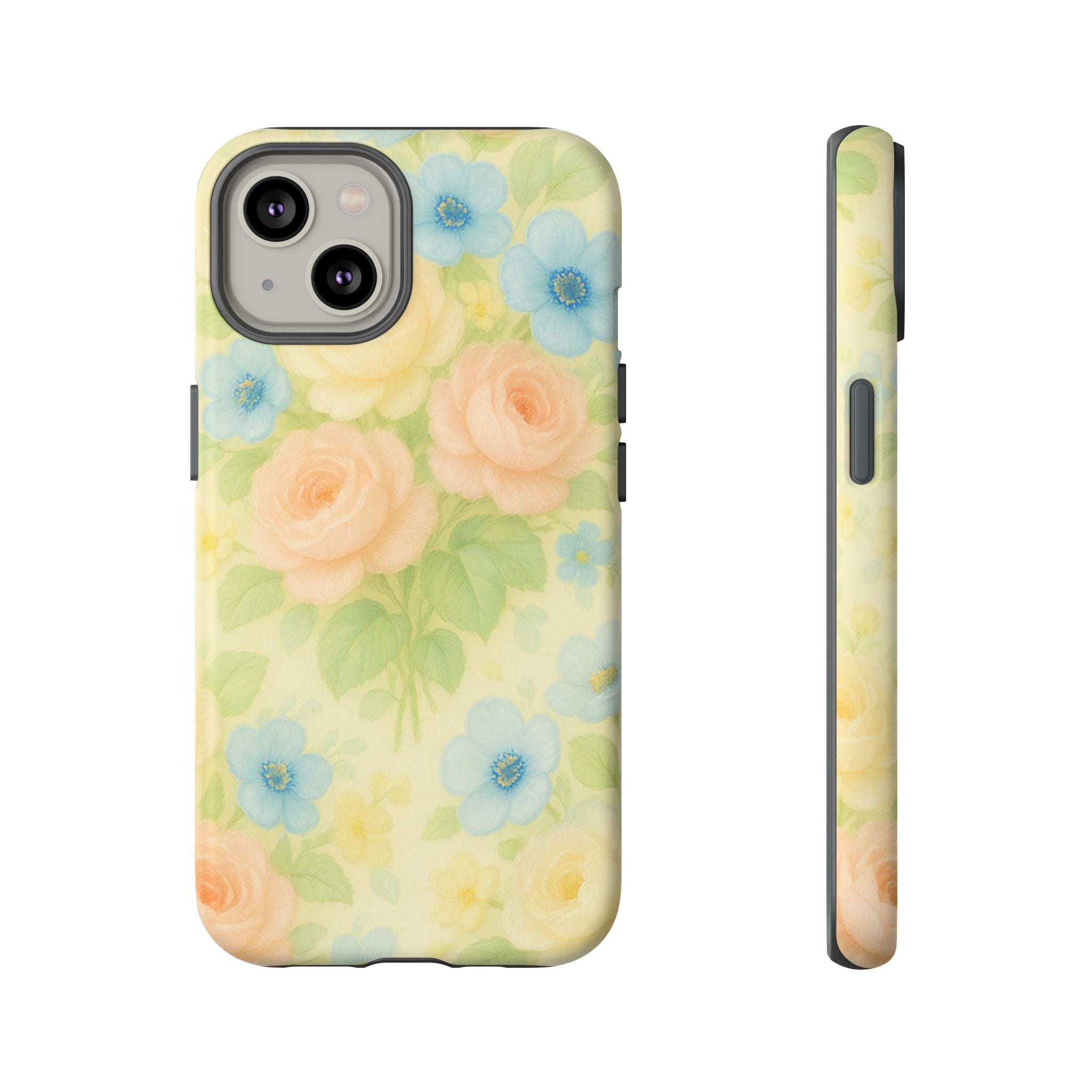 Pastel Yellow Vintage Floral Phone Case  Romantic Cottagecore Aesthetic, Soft Botanical Design, Protective Gift for Her, Fits iPhone & Samsung Models