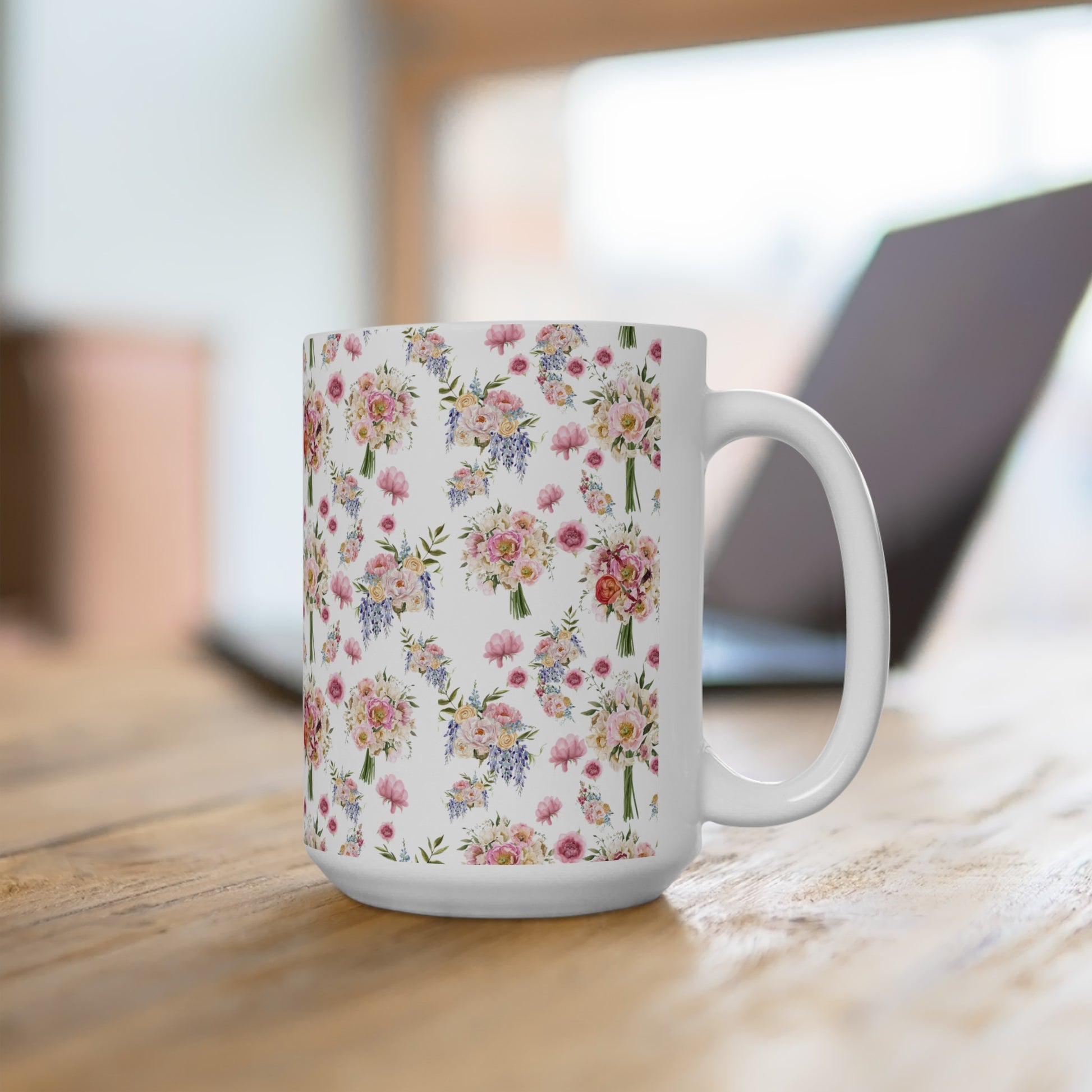 Pastel Wildflower Coffee Ceramic Mugs Perfect for Your Morning Brew | 11 oz & 15 oz Sizes Floral Mug for Tea, Cocoa, and More Unique Bohemian Design Gift for Nature Lovers - MRSBYVALLE