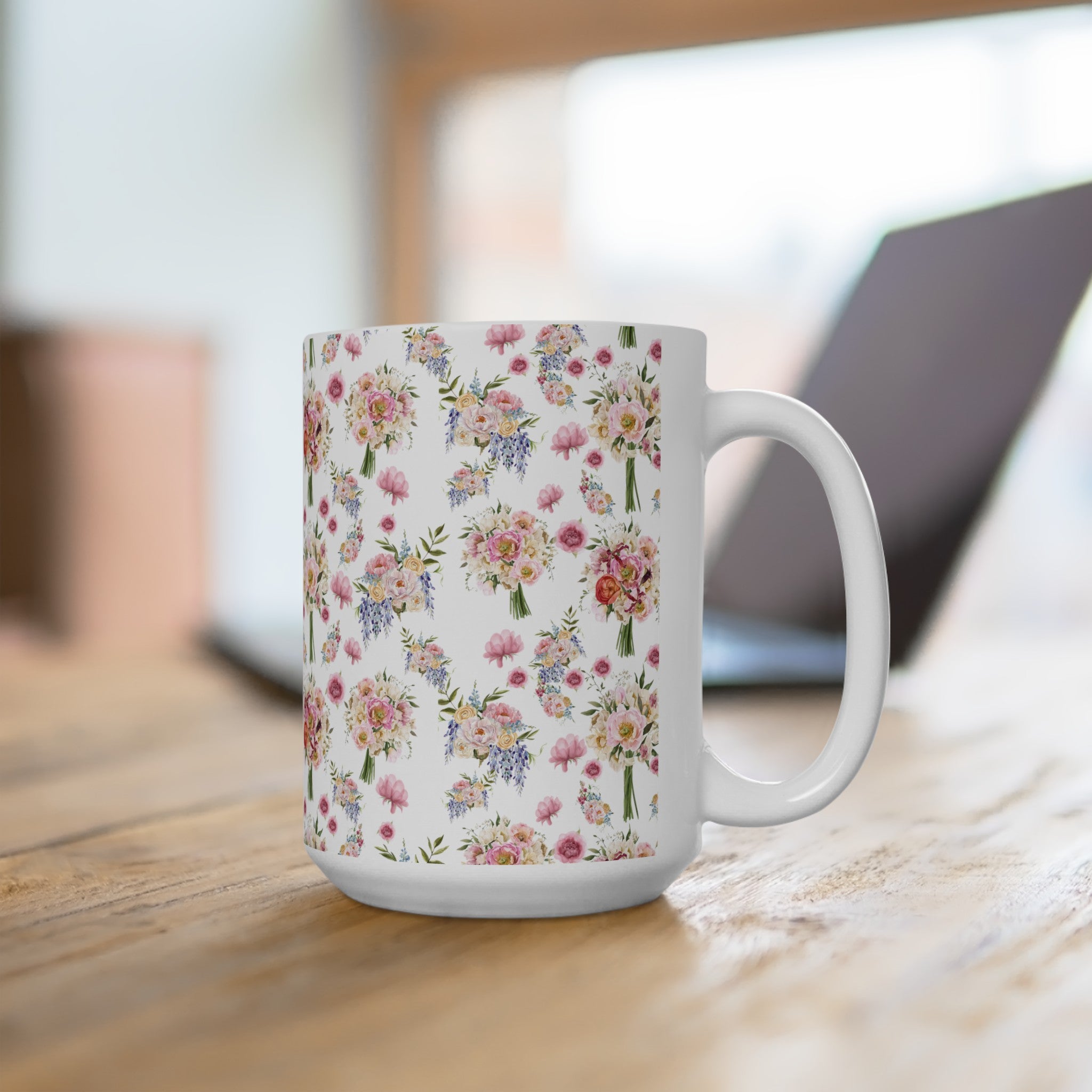 Pastel Wildflower Coffee Ceramic Mugs Perfect for Your Morning Brew | 11 oz & 15 oz Sizes Floral Mug for Tea, Cocoa, and More Unique Bohemian Design Gift for Nature Lovers - MRSBYVALLE