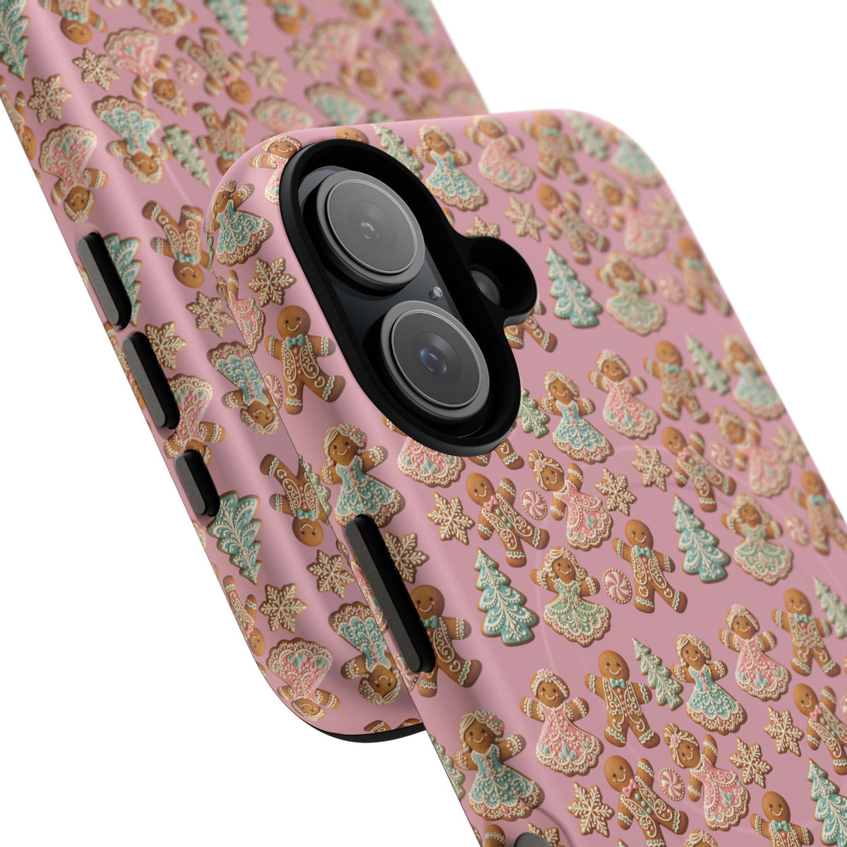 Phone Case — Pink Gingerbread Cookies Pattern Tough Magnetic Case