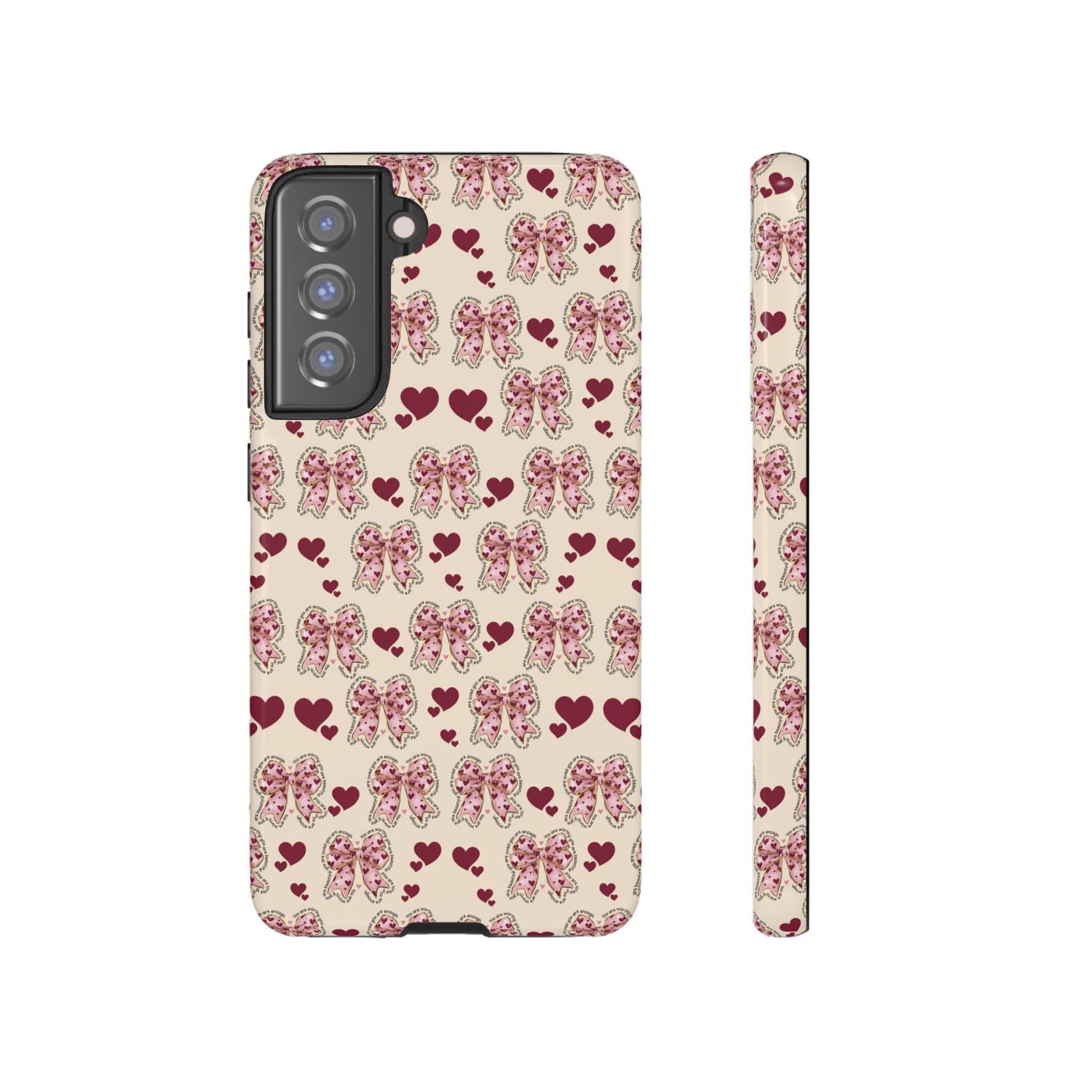 Charming Hearts & Pink Bows Phone Case Stylish & Durable Protection for Your Device | Scratch-Resistant, Slim Fit, and Lightweight Design for Everyday Use for iPhone & Android | Fresh Nature-Inspired Design!