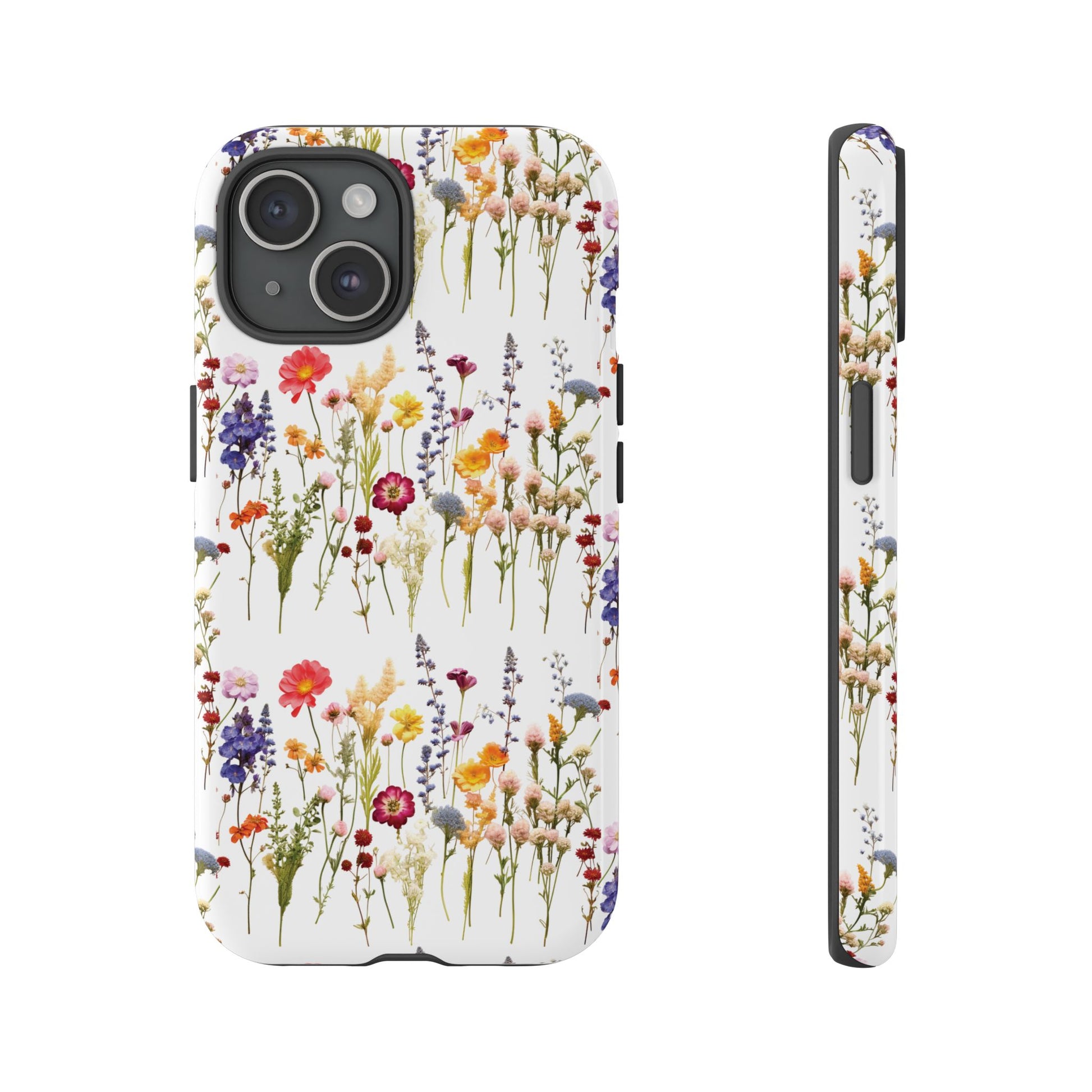White Best Phone Case Press Flowers Floral 3D Illusion Luxury Tough Case Floral Elegant Durable Stylish for Modern Devices iPhone 17, 16, 15, Samsung iPhone Samsung Accessory Gift for Her