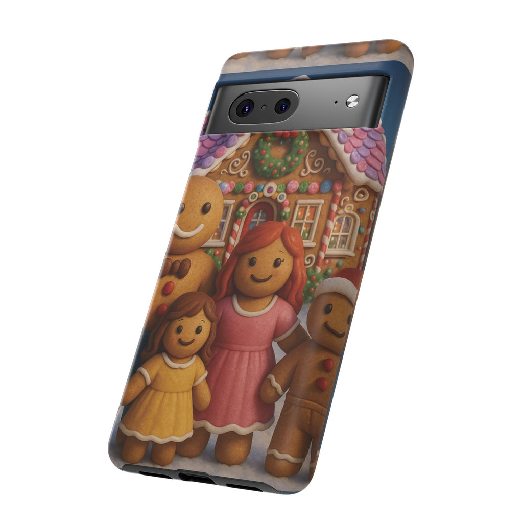 Coque de téléphone esthétique Famille en Pain d'Épices – Design d'inspiration vintage sur le thème de Noël – Étui stylé pour modèles iPhone et Samsung Galaxy
