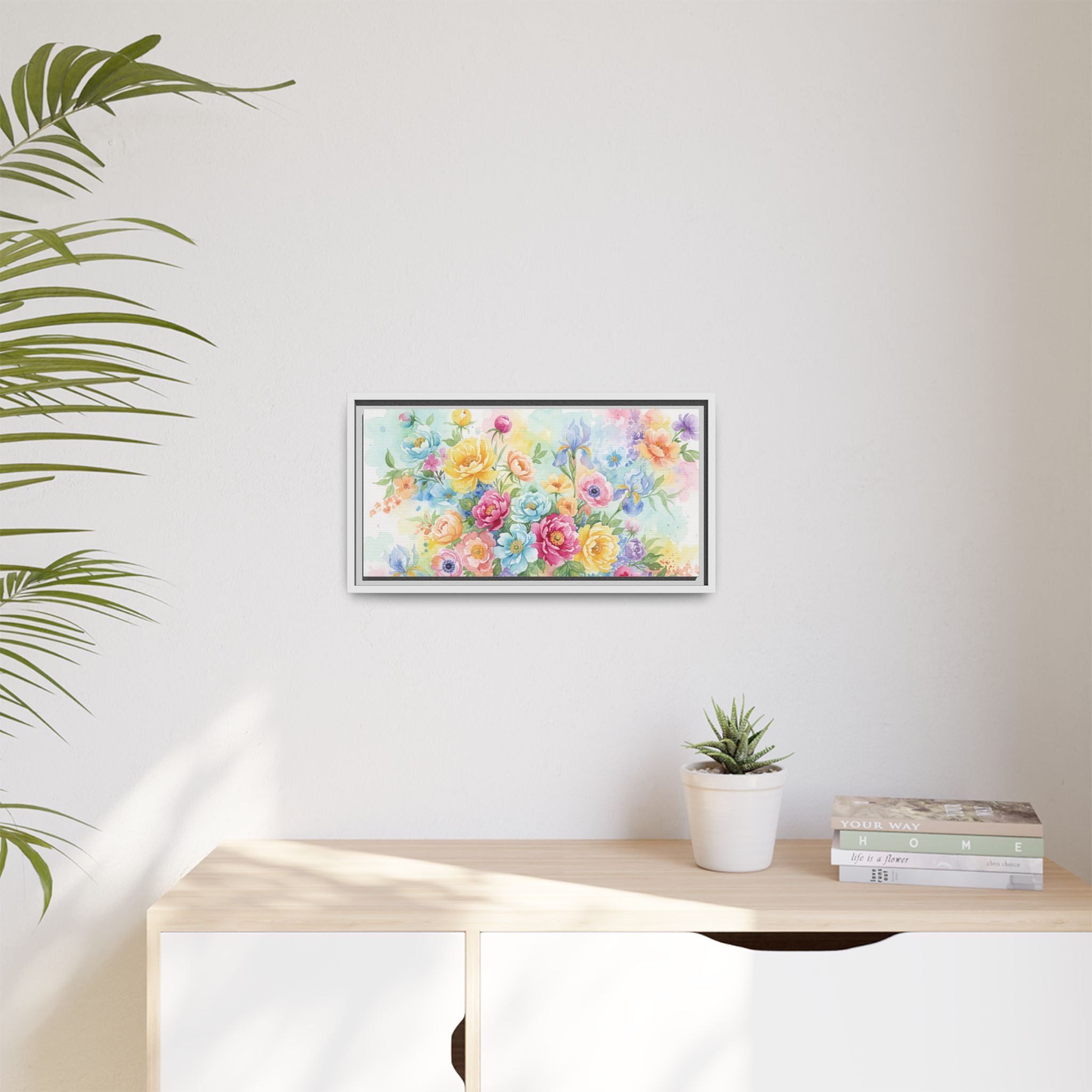 Toile Bouquet Floral Aquarelle, Art Mural Mat Encadré | Art Mural Multicolore