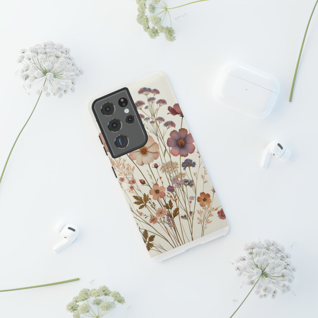 Wildflower Boho Luxury Phone Tough Case Floral Elegant Durable Stylish for Modern Devices iPhone 15, Samsung iPhone Samsung Accessory Gift for Her.