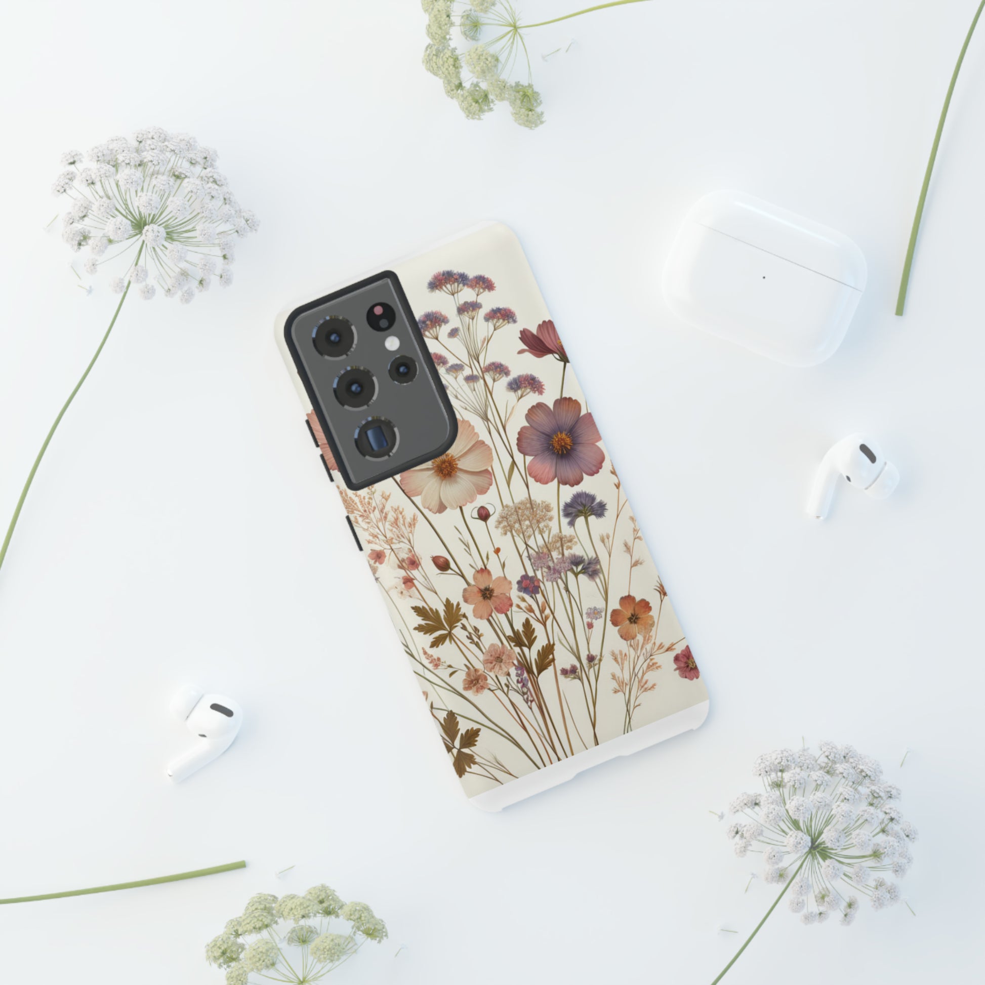 Wildflower Boho Luxury Phone Tough Case Floral Elegant Durable Stylish for Modern Devices iPhone 15, Samsung iPhone Samsung Accessory Gift for Her.