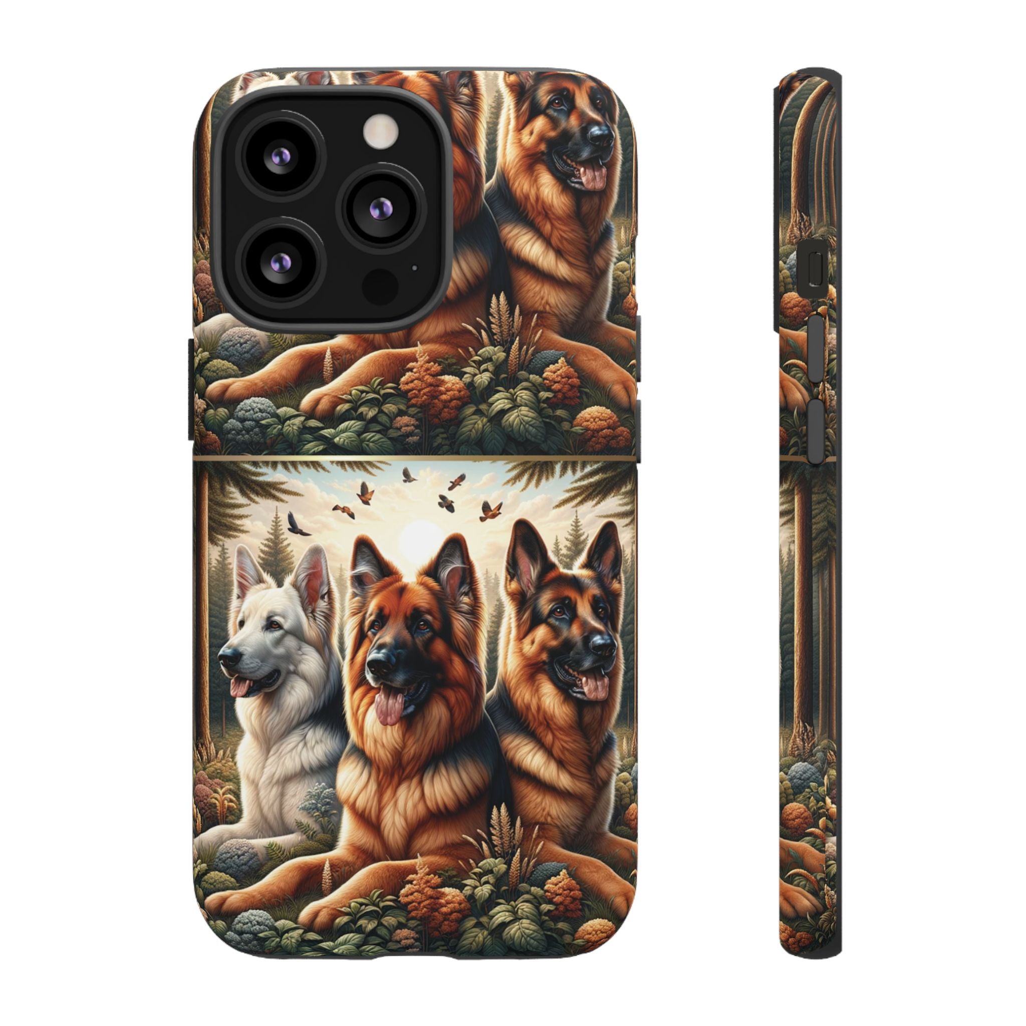 German Shepherd Phone Tough Case Floral Elegant Durable Dog Lover Devices iPhone 15, Samsung iPhone Samsung Accessory Gift for Her
